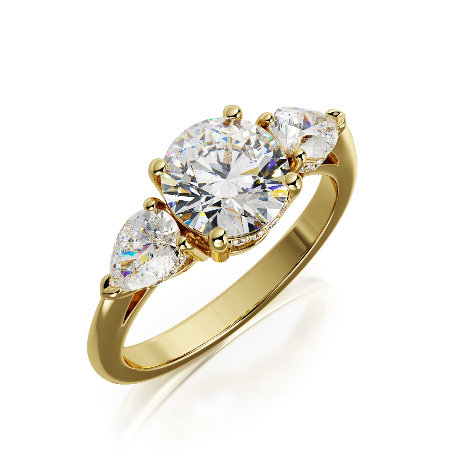 4 Prongs Natural Round  Diamond Engagement Ring