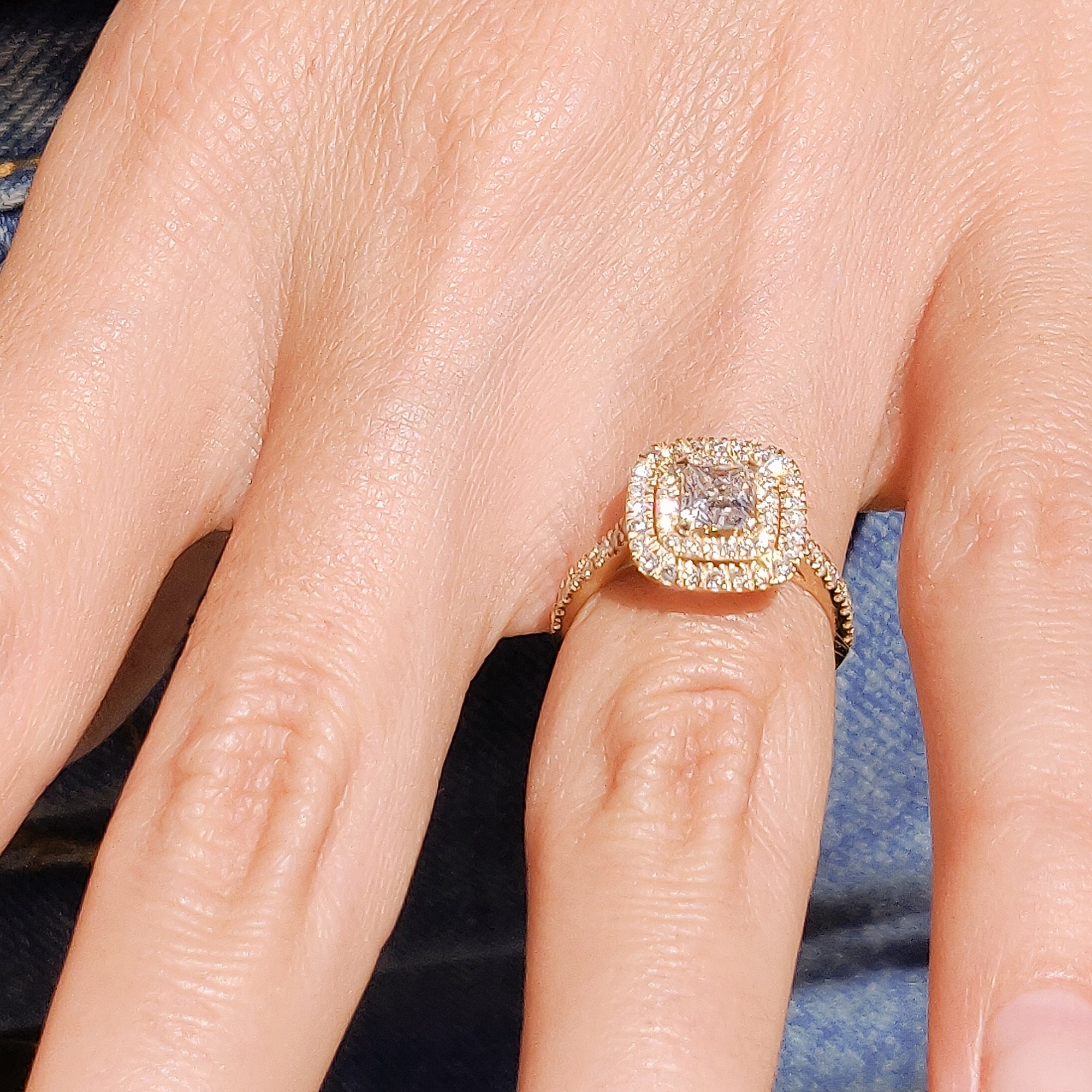 Accent Diamonds Natural Princess  Diamond Engagement Ring