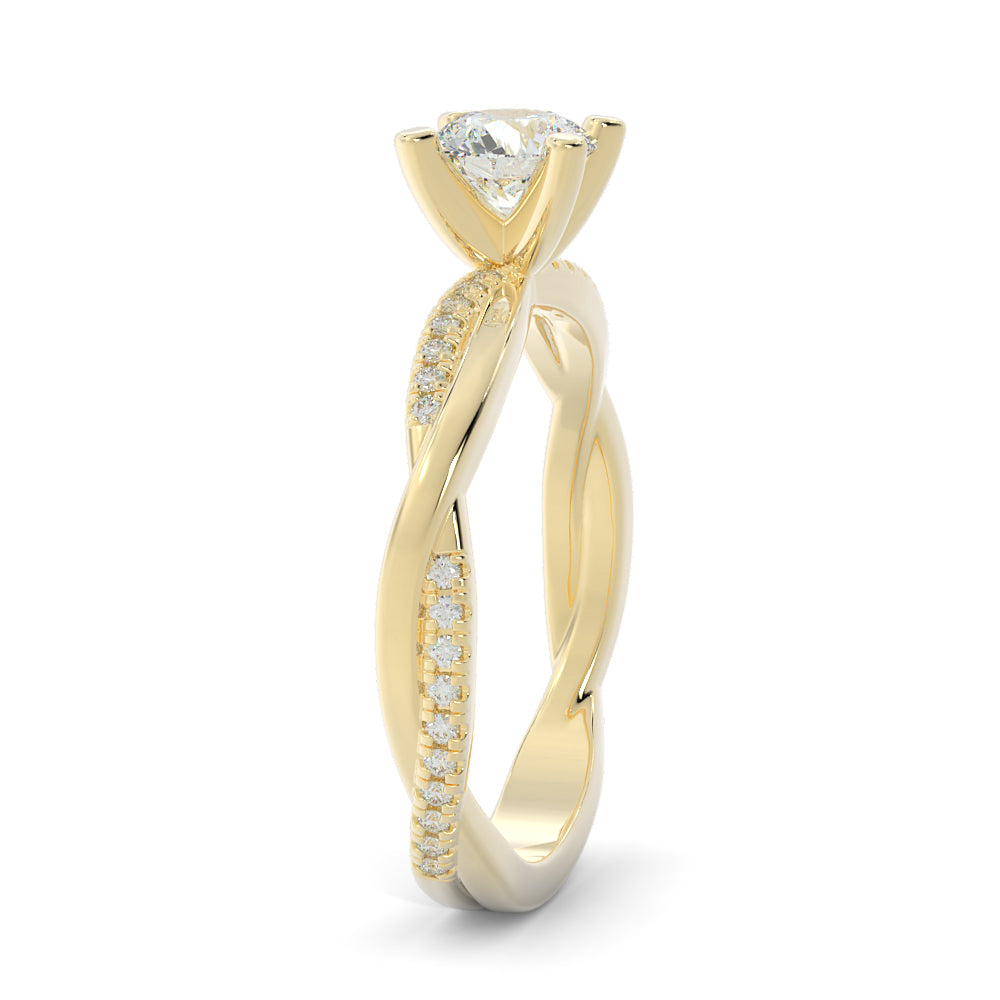 Twisted Shank Natural Round  Diamond Engagement Ring in White Gold