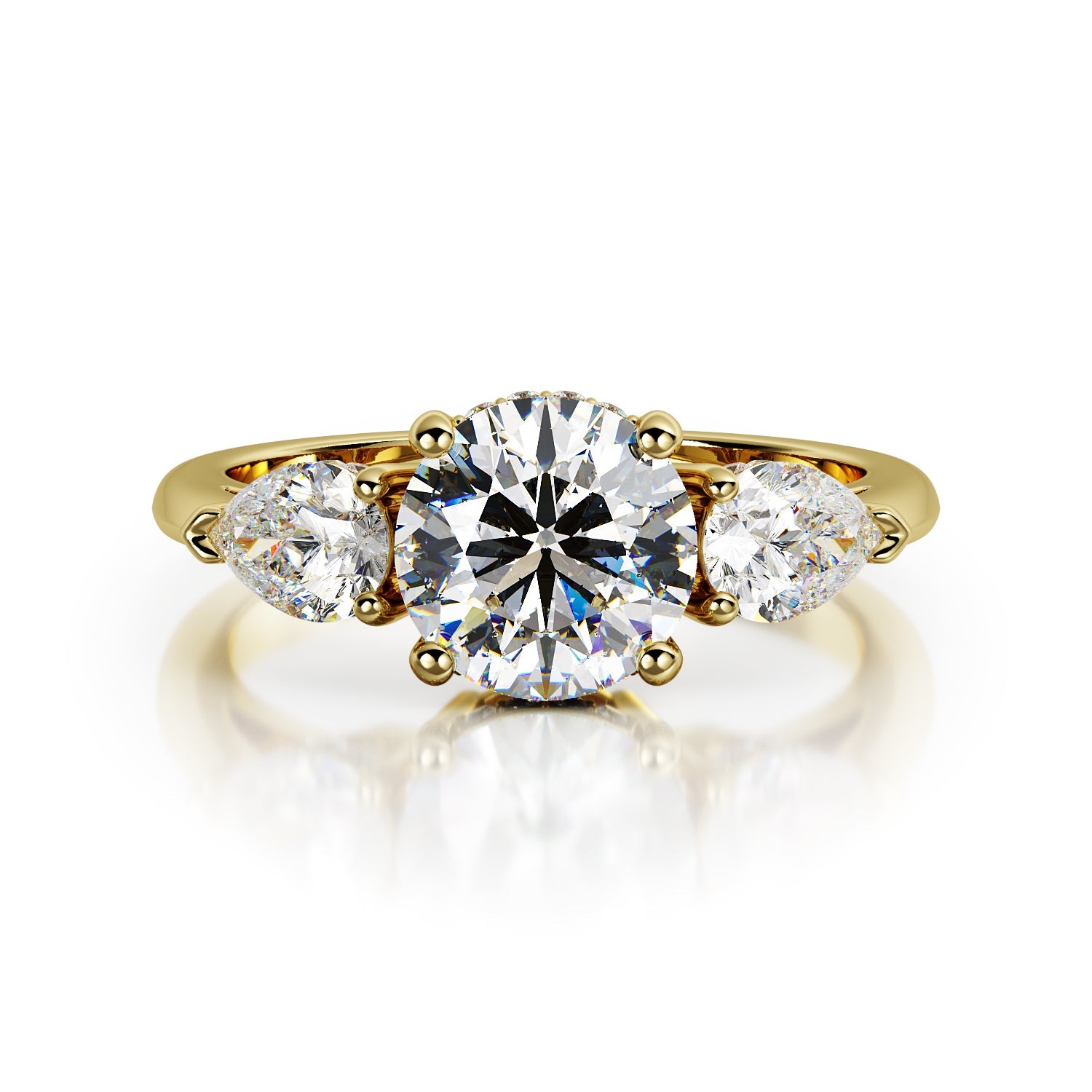 4 Prongs Natural Round  Diamond Engagement Ring