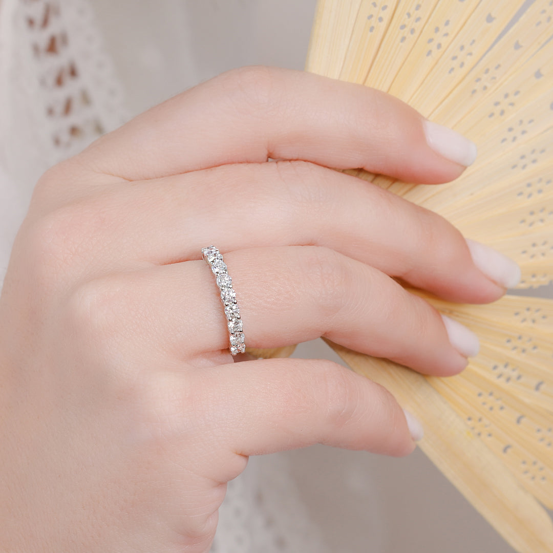 Half Eternity Natural Round cut Diamond Wedding Band