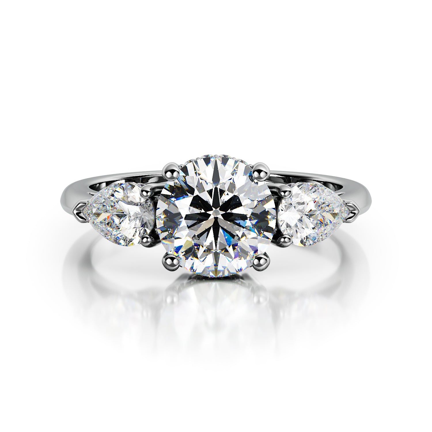 4 Prongs Natural Round  Diamond Engagement Ring