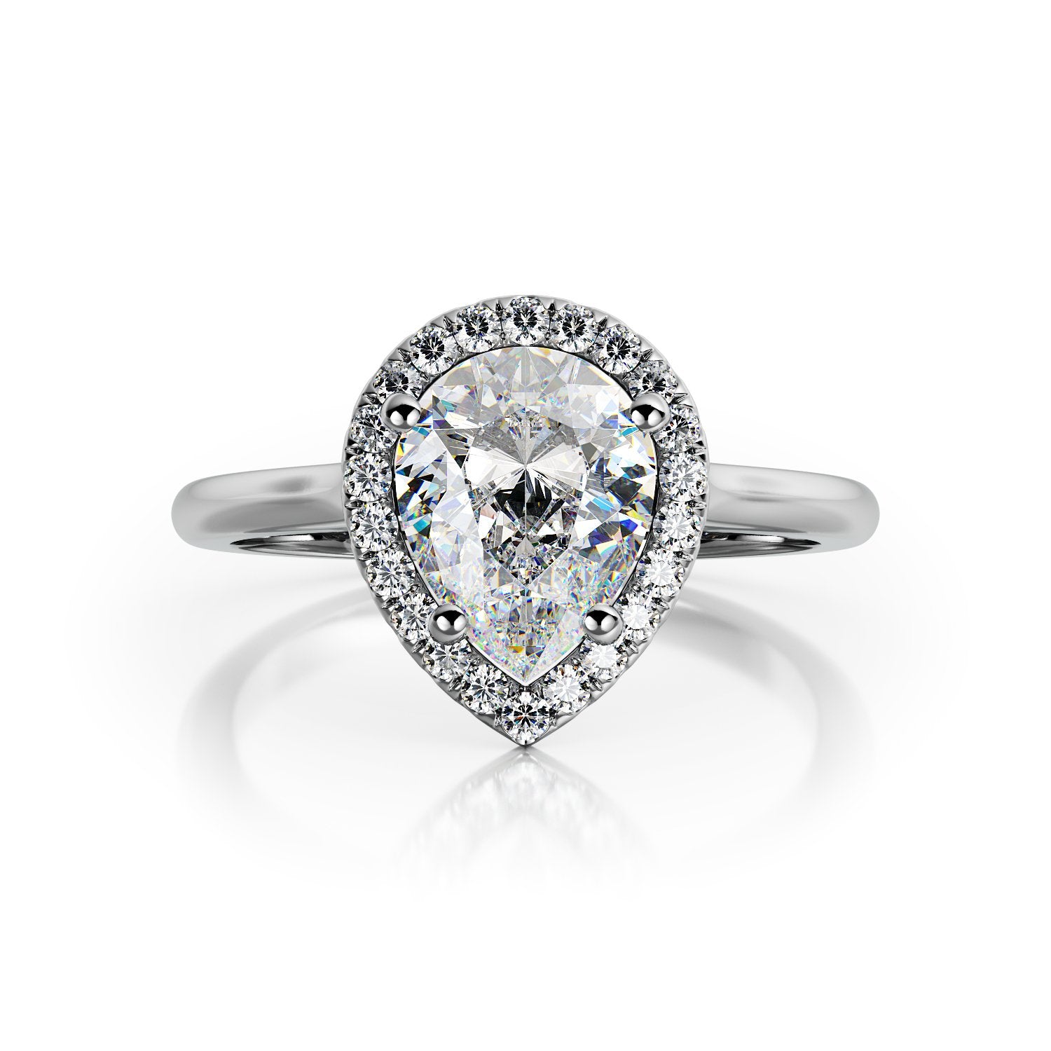 Halo Natural Pear Cut Diamond Engagement Ring