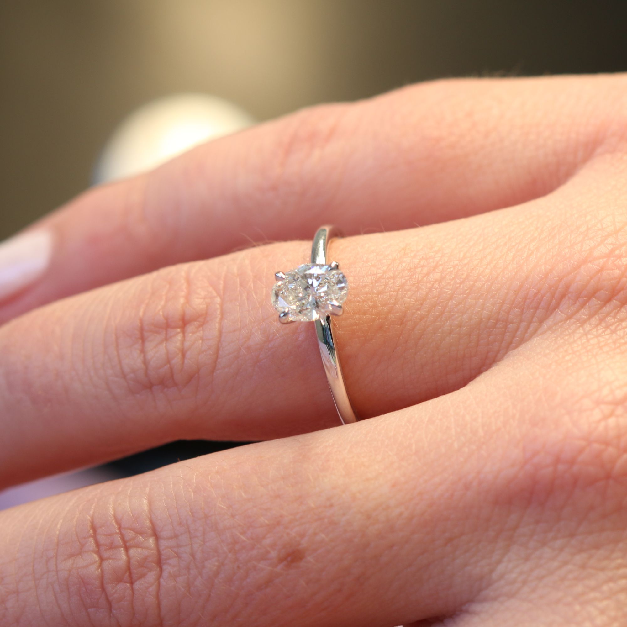Rounded Band Natural Oval Cut Diamond Engagement Ring