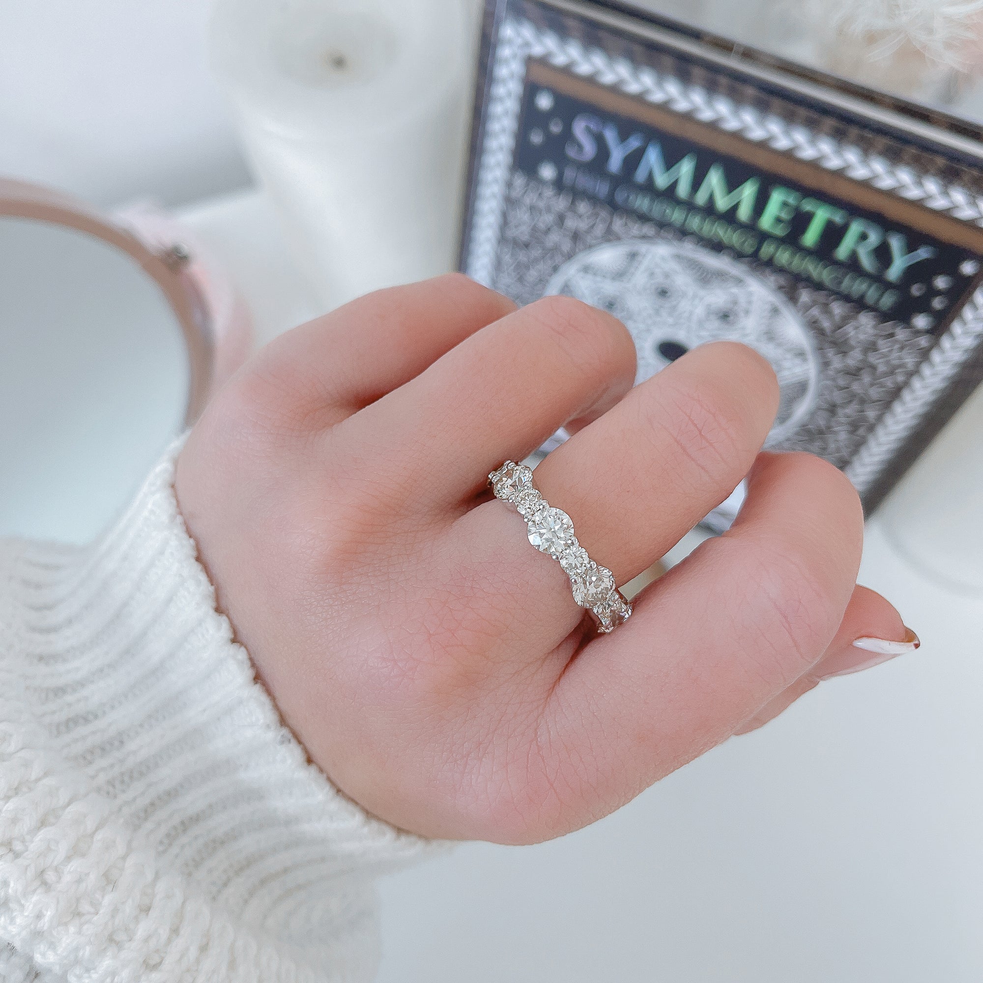Half Eternity Natural Round cut Diamond Wedding Band