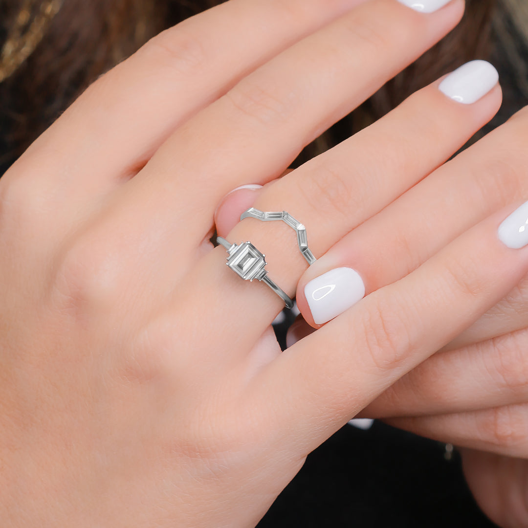 Matching Band Natural Baguette cut Diamond Wedding Band
