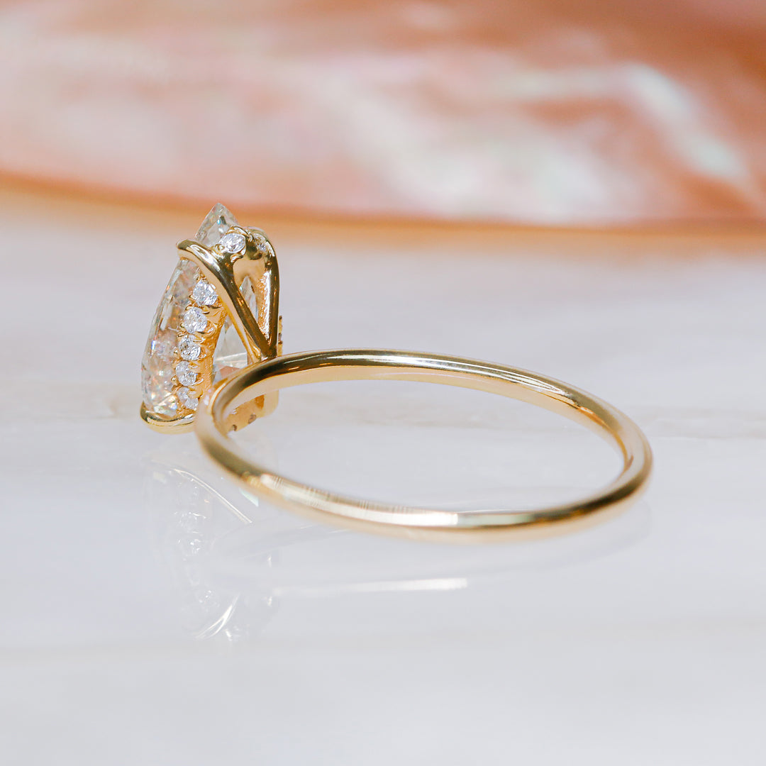 Hidden Halo Natural Pear Diamond Engagement Ring