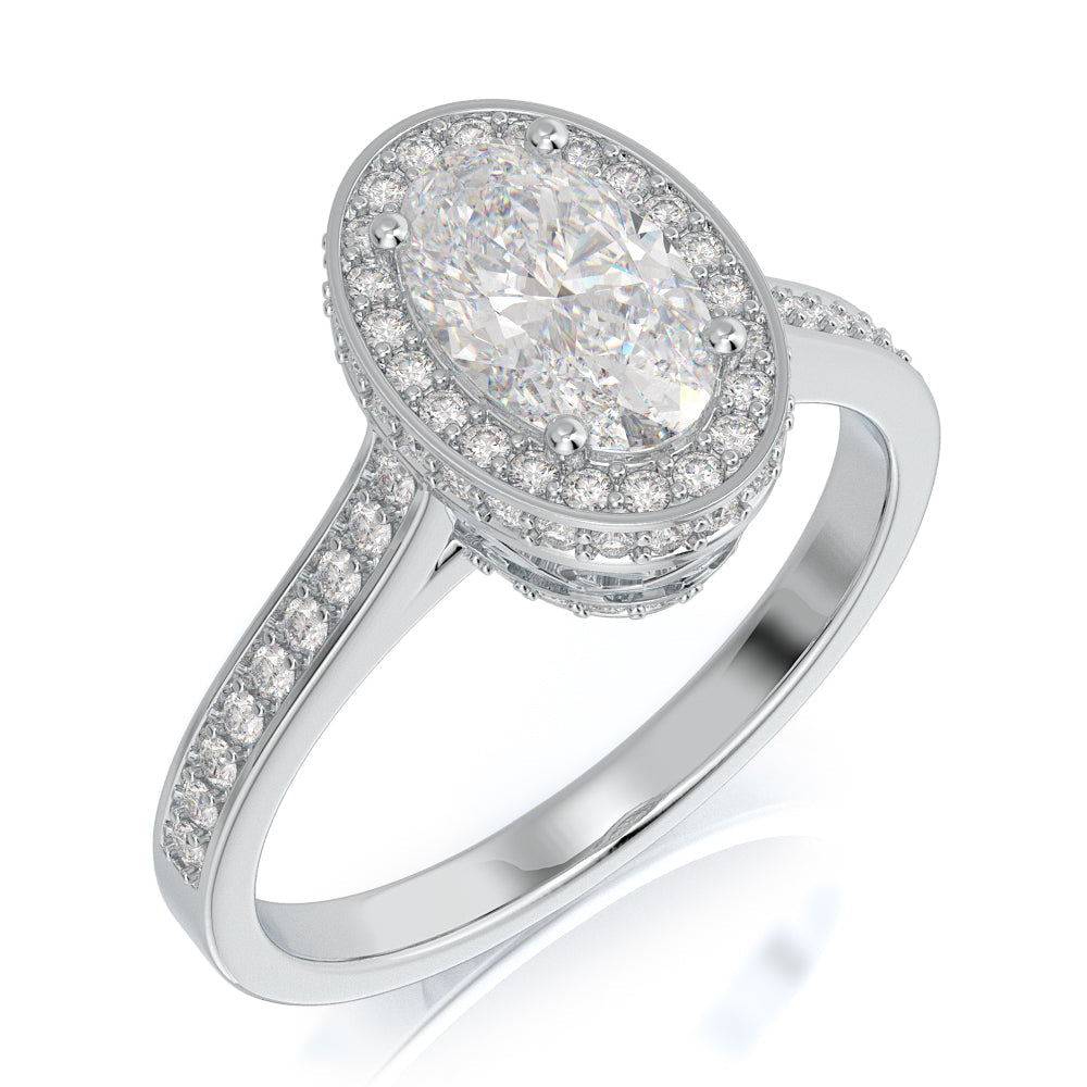 Vintage Channel Natural Oval  Diamond Engagement Ring