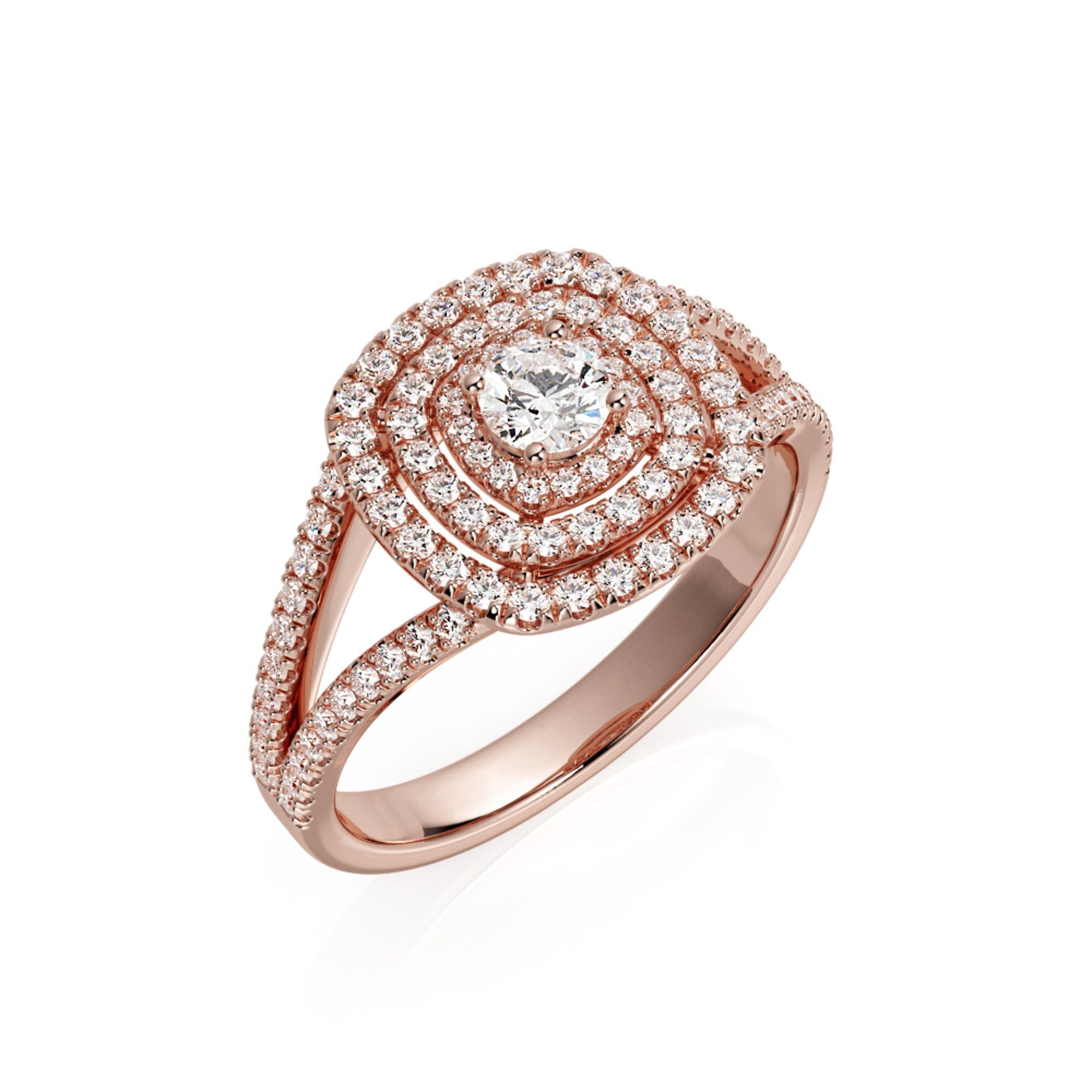 Split Shank Accent Diamonds Natural Round Diamond Engagement Ring