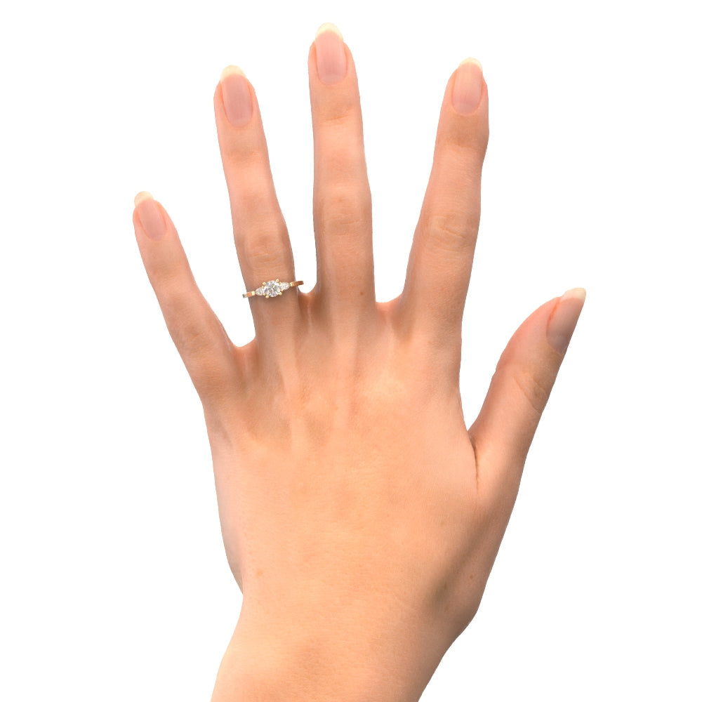 Three Stone Pear & Round Natural Diamond Engagement Ring