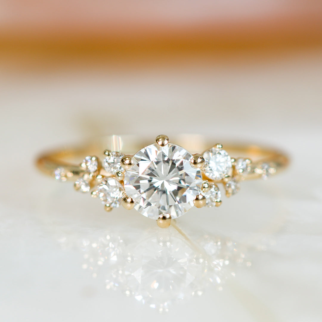 Delicate Natural Round Cut Diamond Engagement Ring