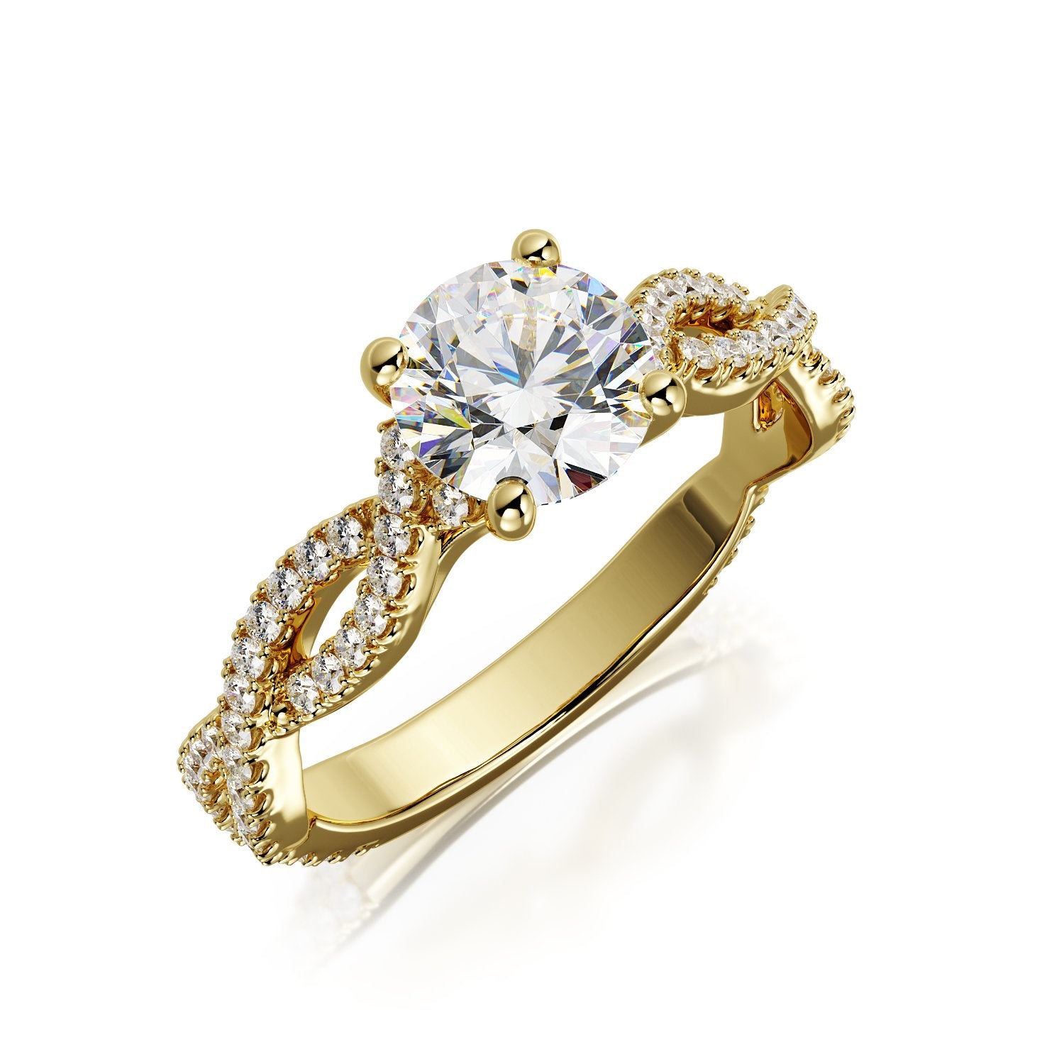 Accent Diamonds Natural Round  Diamond Engagement Ring