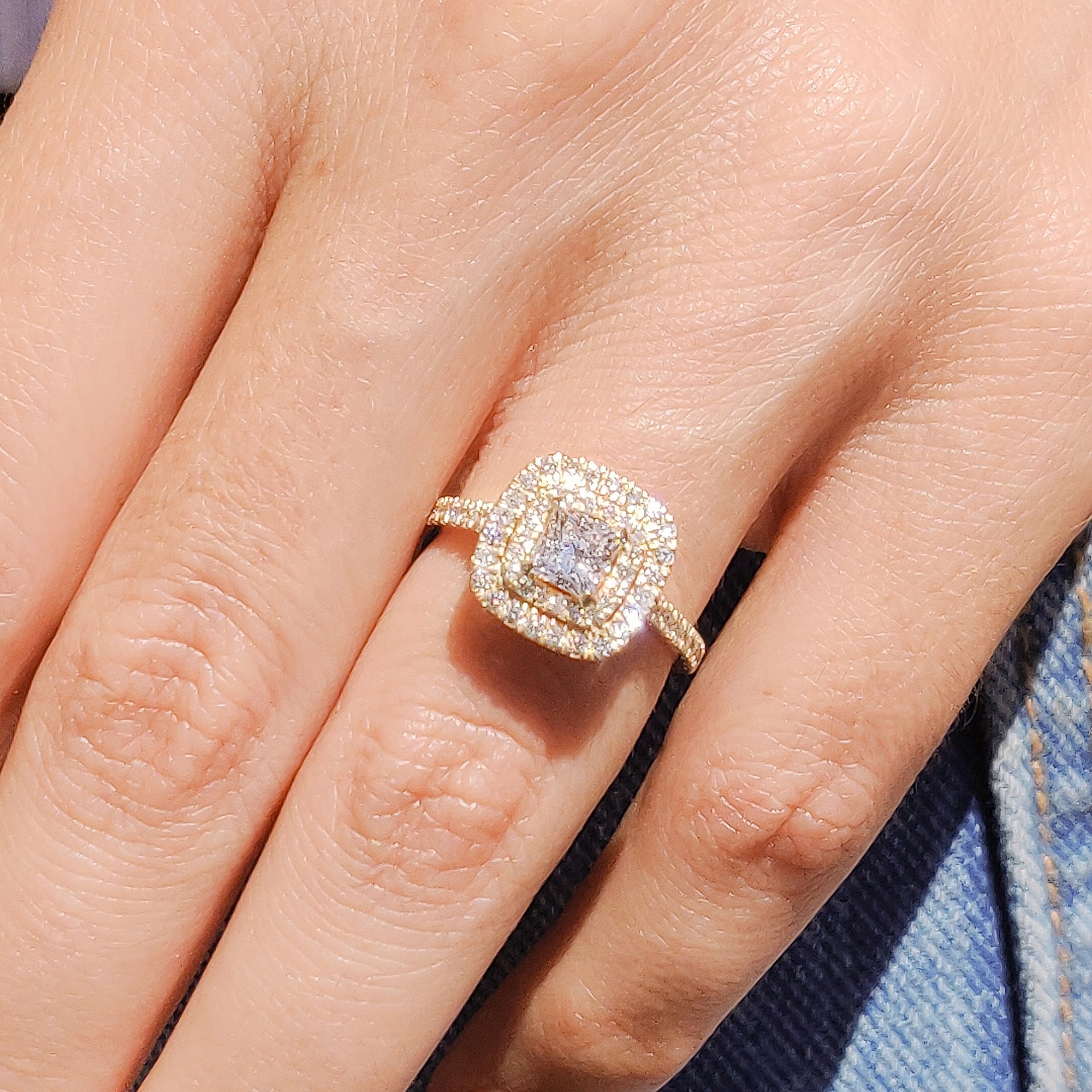 Accent Diamonds Natural Princess  Diamond Engagement Ring
