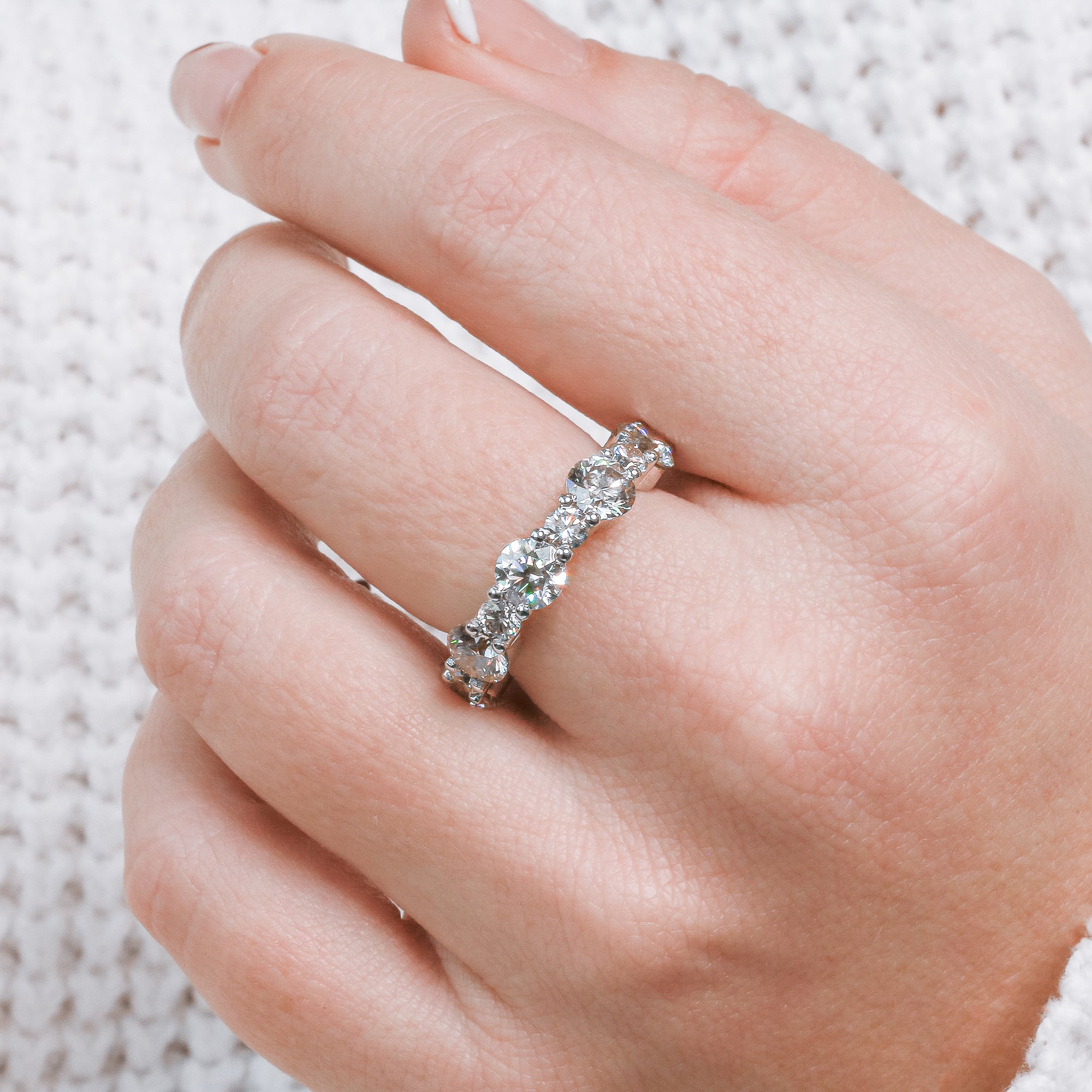 Half Eternity Natural Round cut Diamond Wedding Band