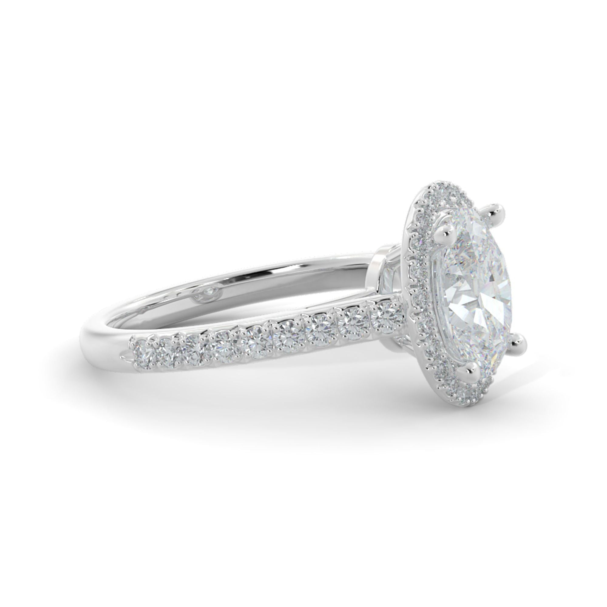 Classic Halo Natural Oval Cut Diamond Engagement Ring