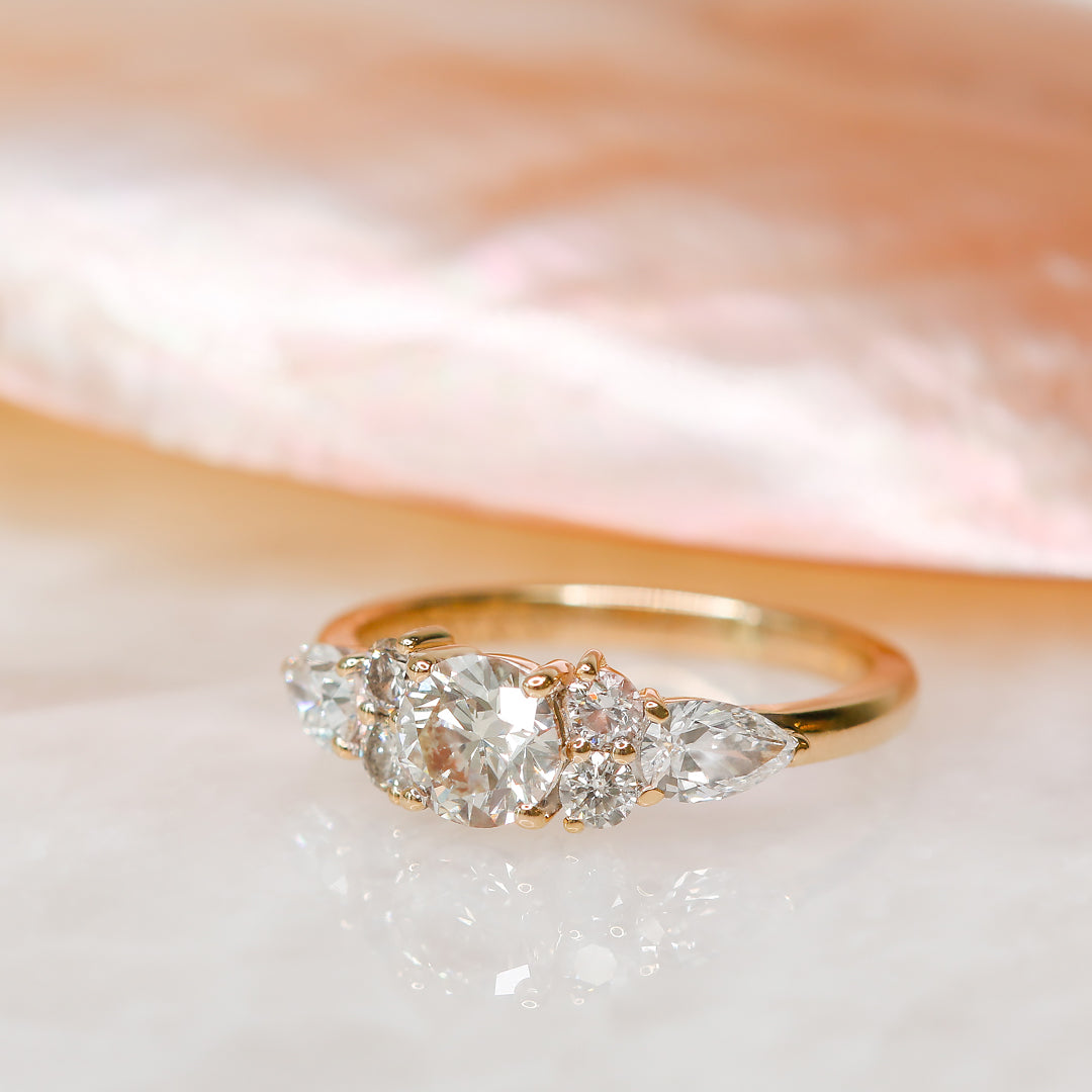 Art Deco Natural Round  Diamond Engagement Ring