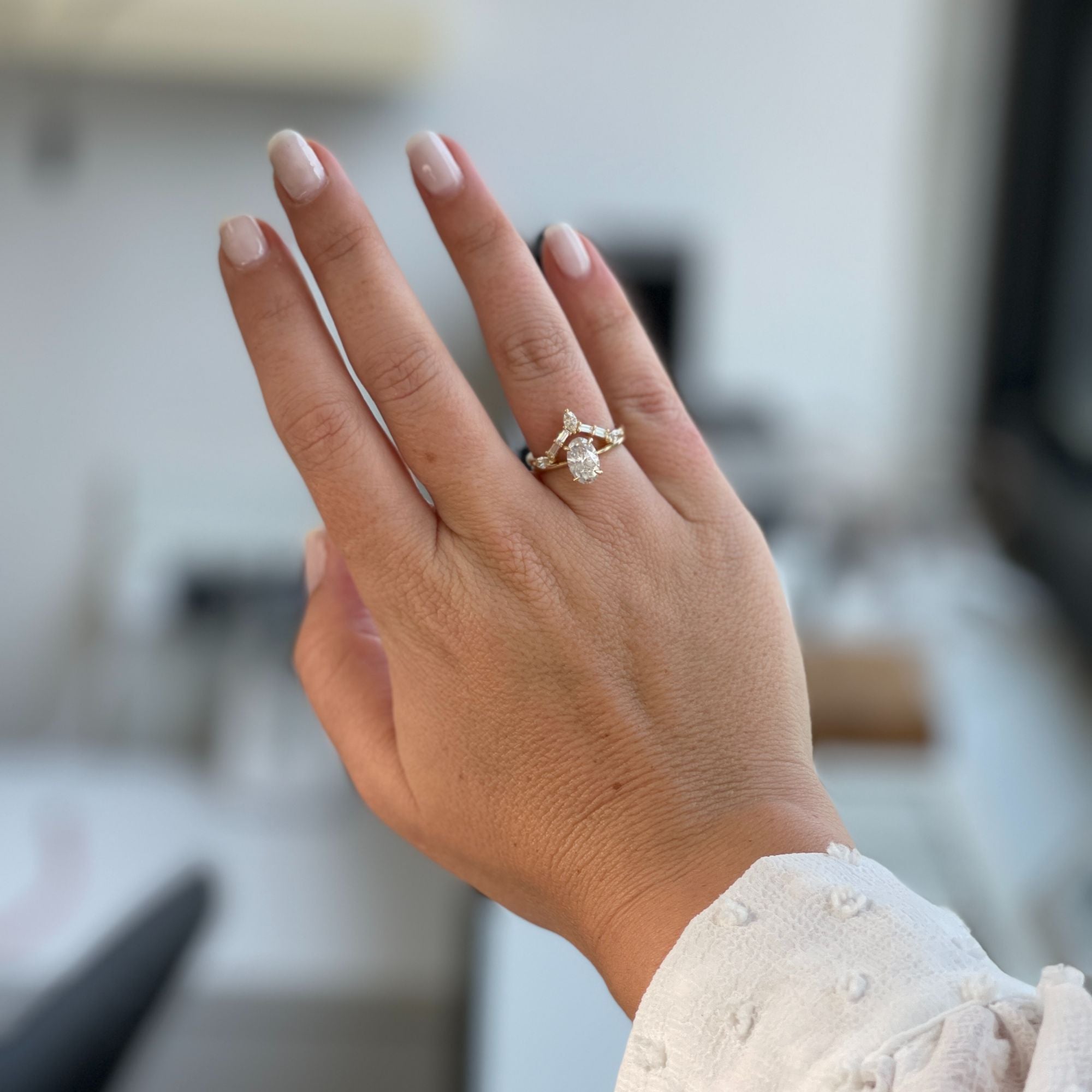Chevron Multi-Shape Natural Baguette & Pear cut Diamond Wedding Band