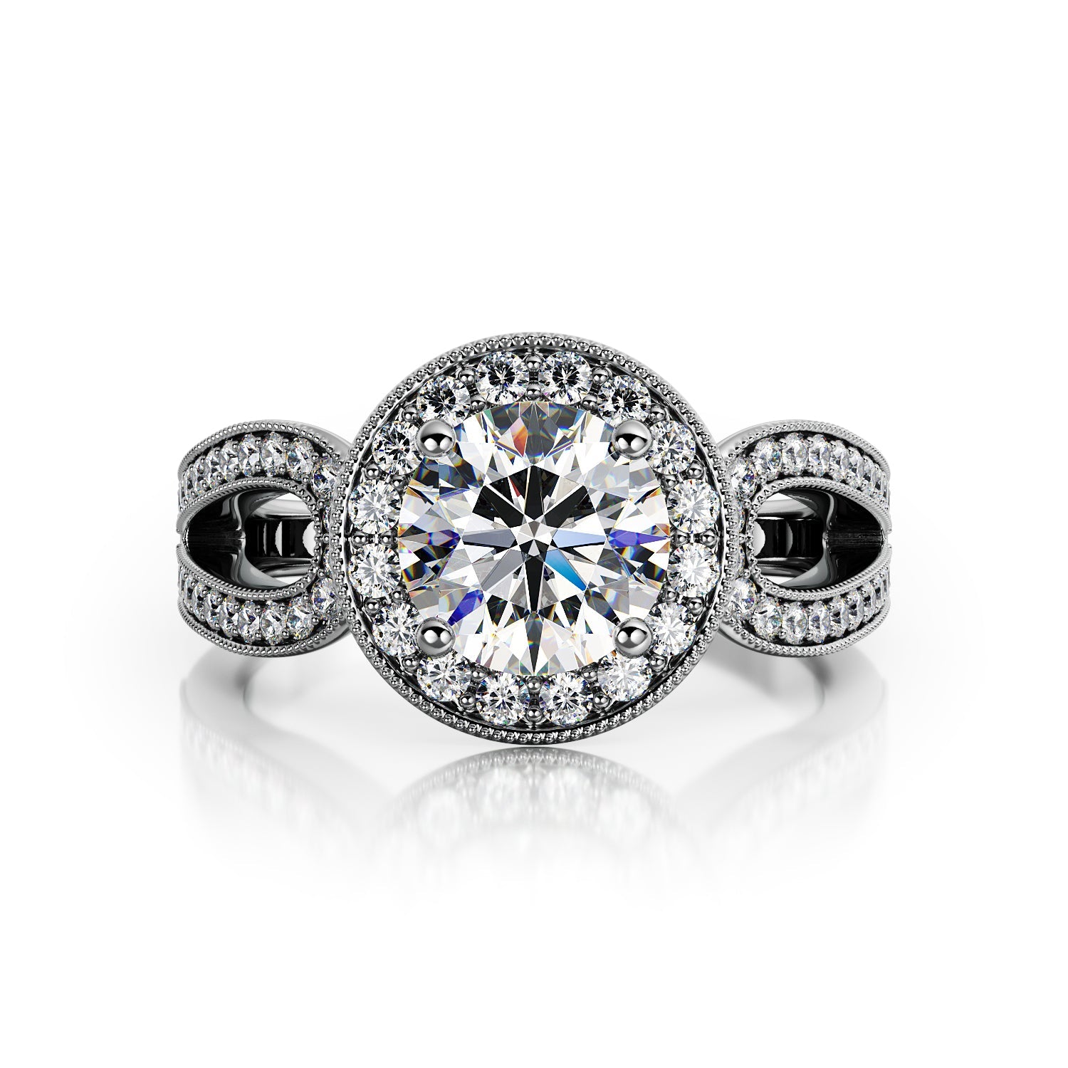 Split Shank Natural Round Cut Diamond Engagement Ring