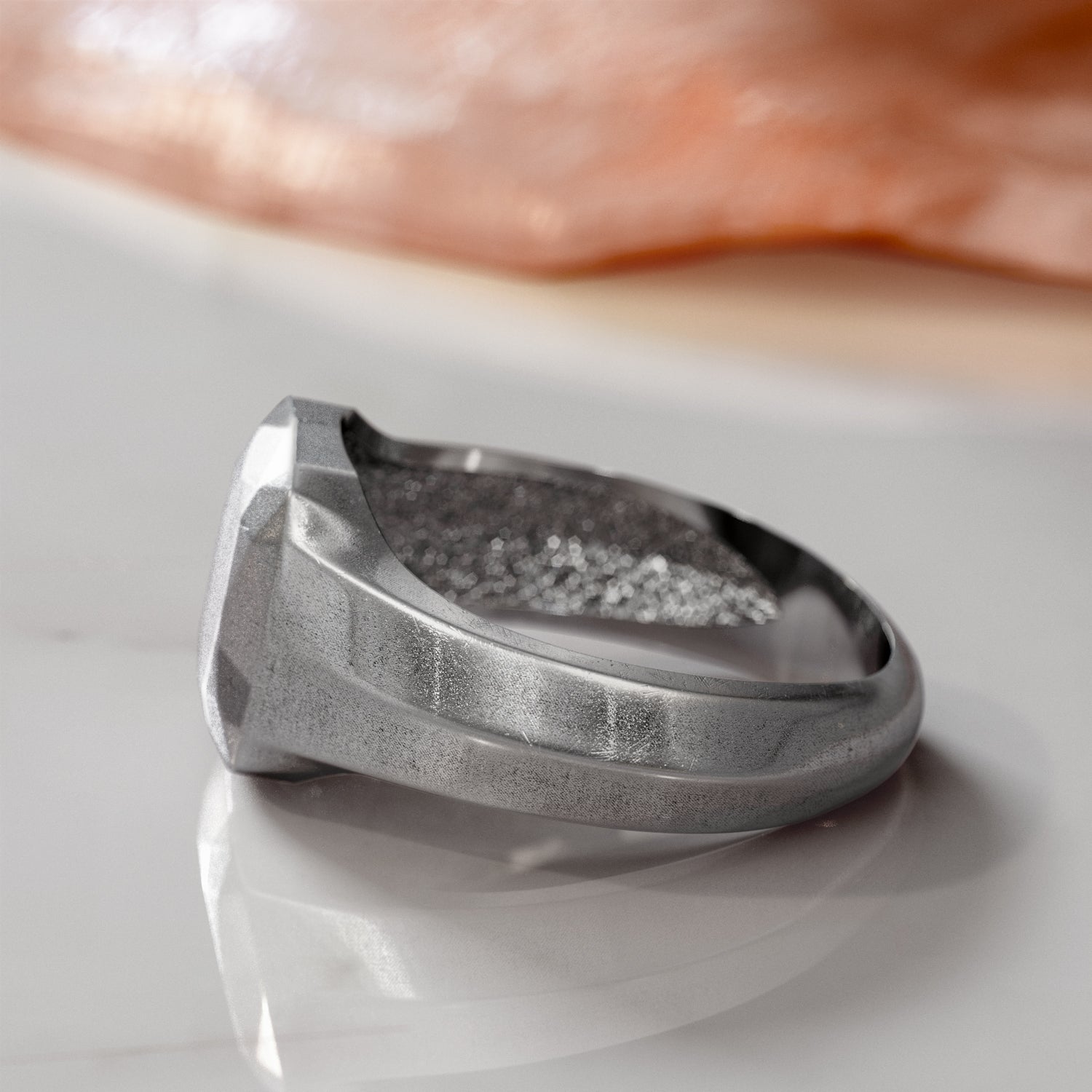 14K Diamond Shaped Signet Ring For Men