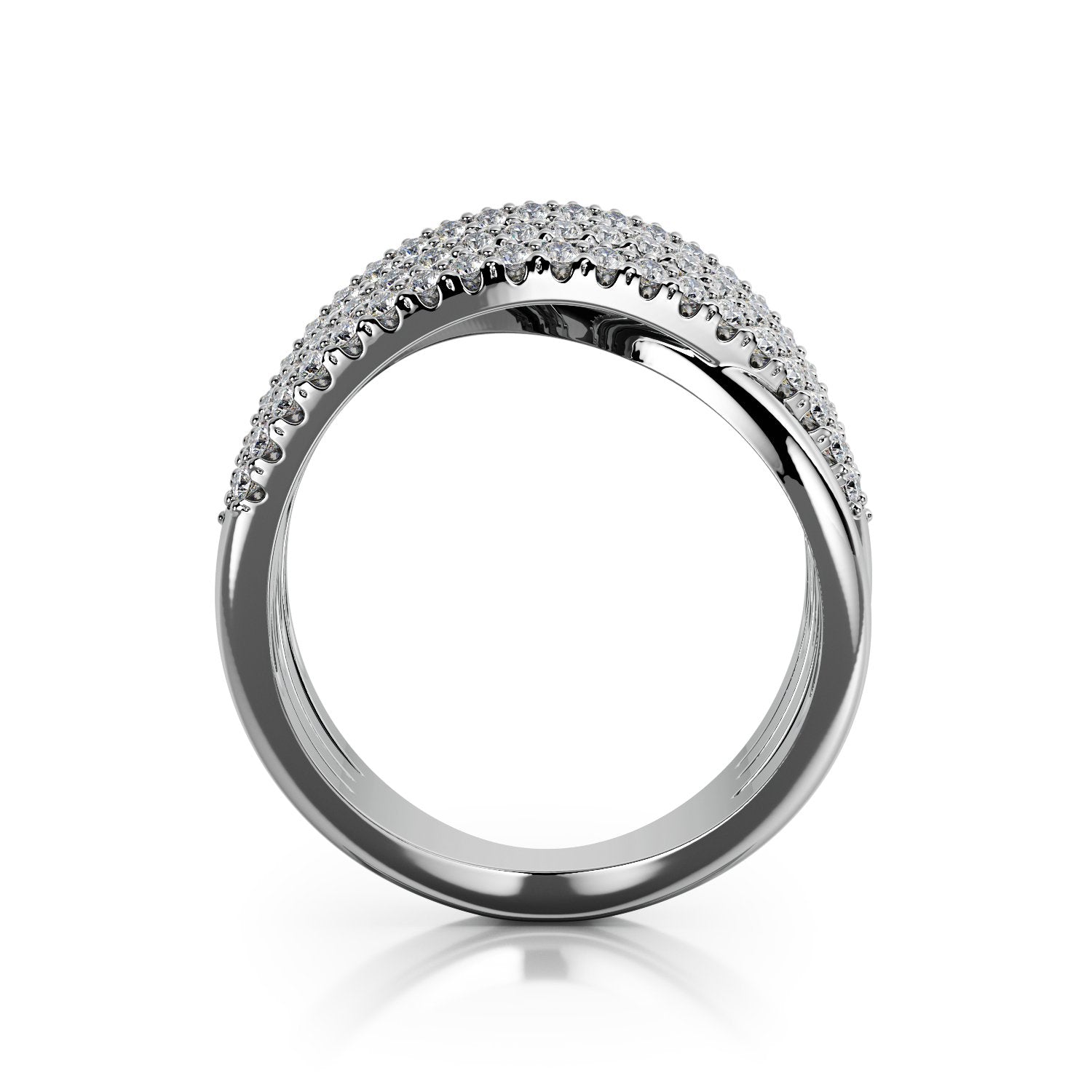 Pavé Natural Round cut Diamond Wedding Band In White Gold