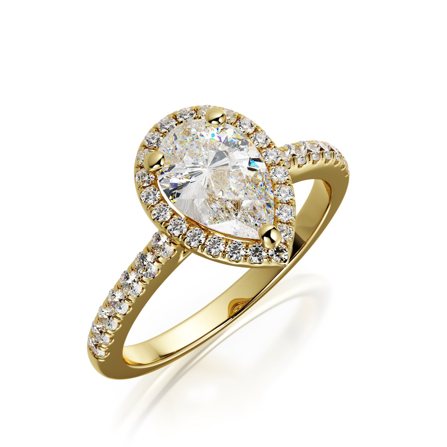 Accent Diamonds Natural Pear  Diamond Engagement Ring