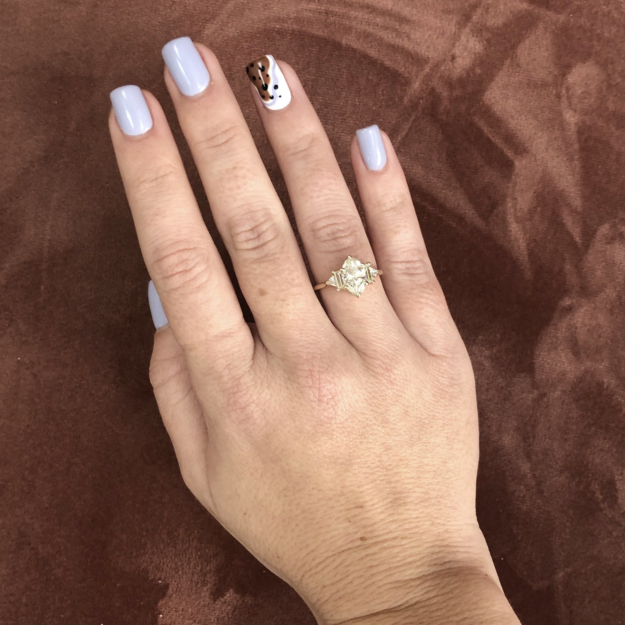 Accent Diamonds Natural Oval  Diamond Engagement Ring