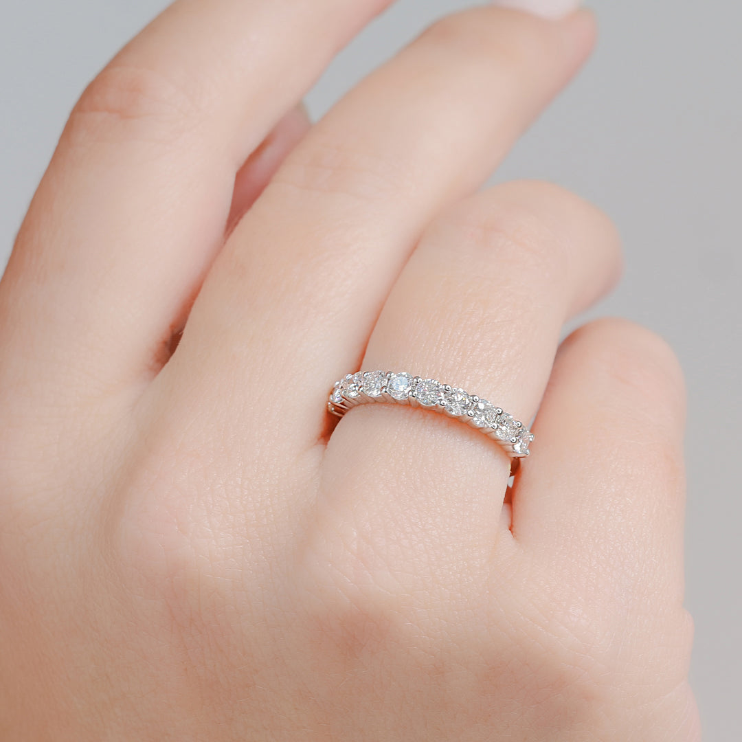 Half Eternity Natural Round cut Diamond Wedding Band