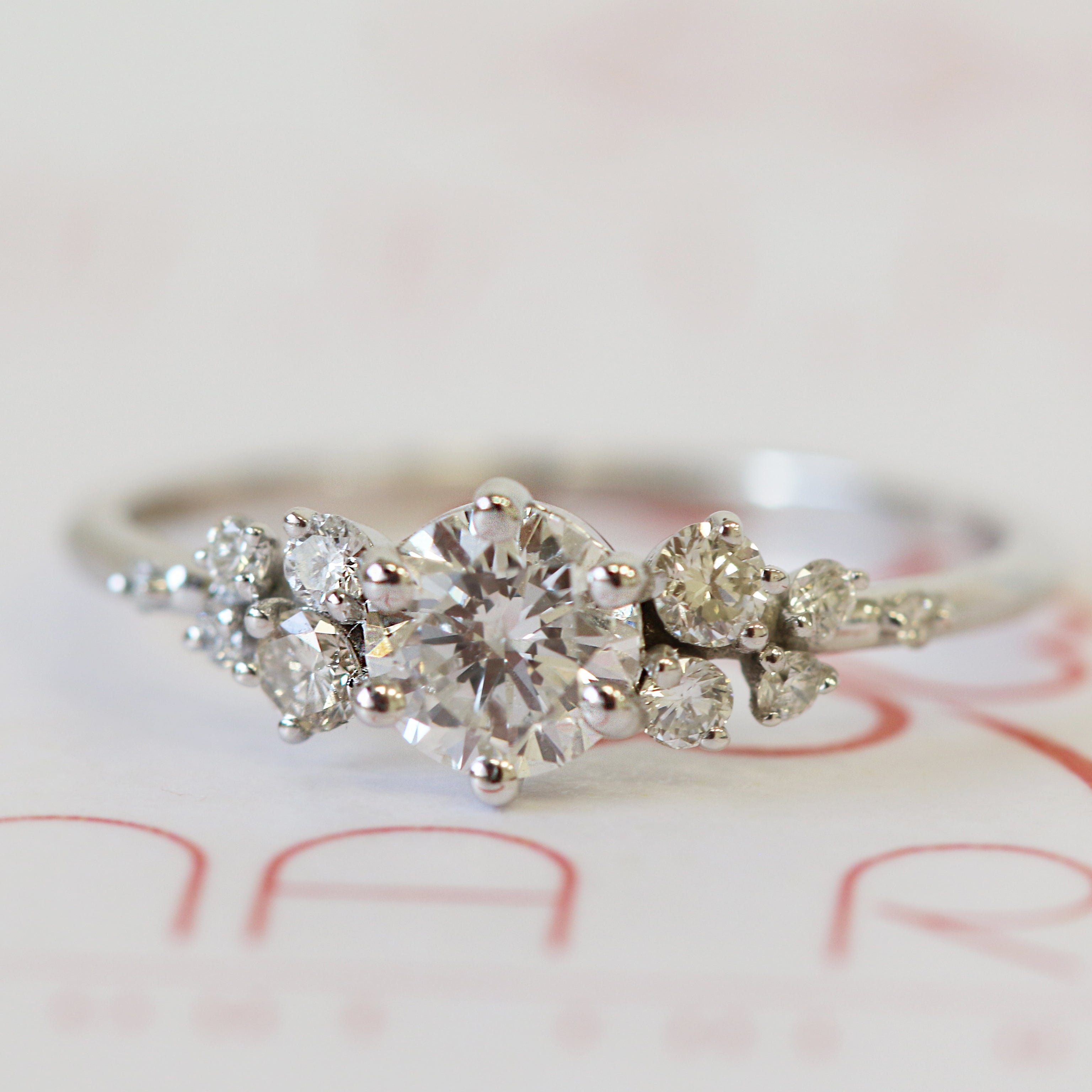 Cluster Natural Round  Diamond Engagement Ring