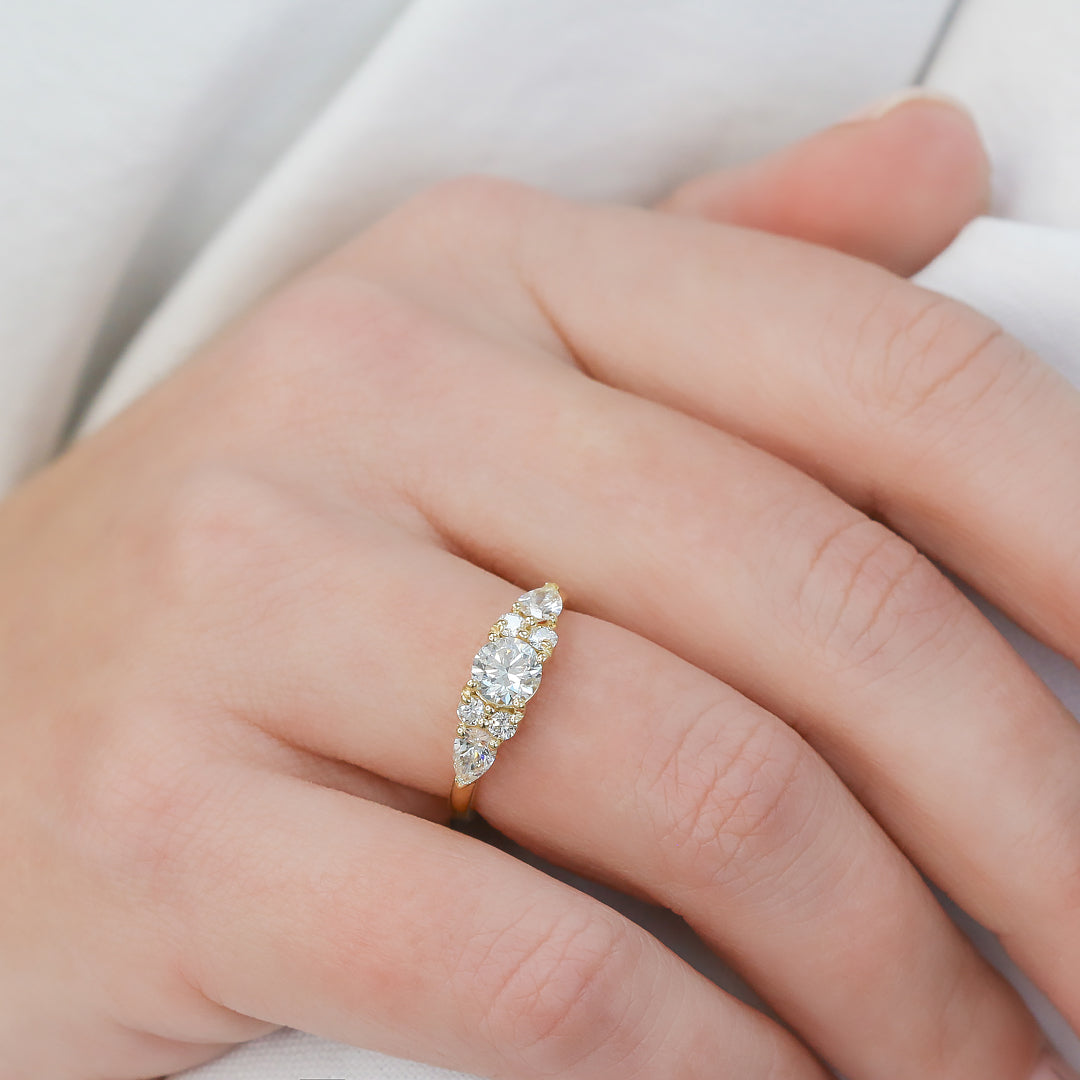 Art Deco Natural Round  Diamond Engagement Ring