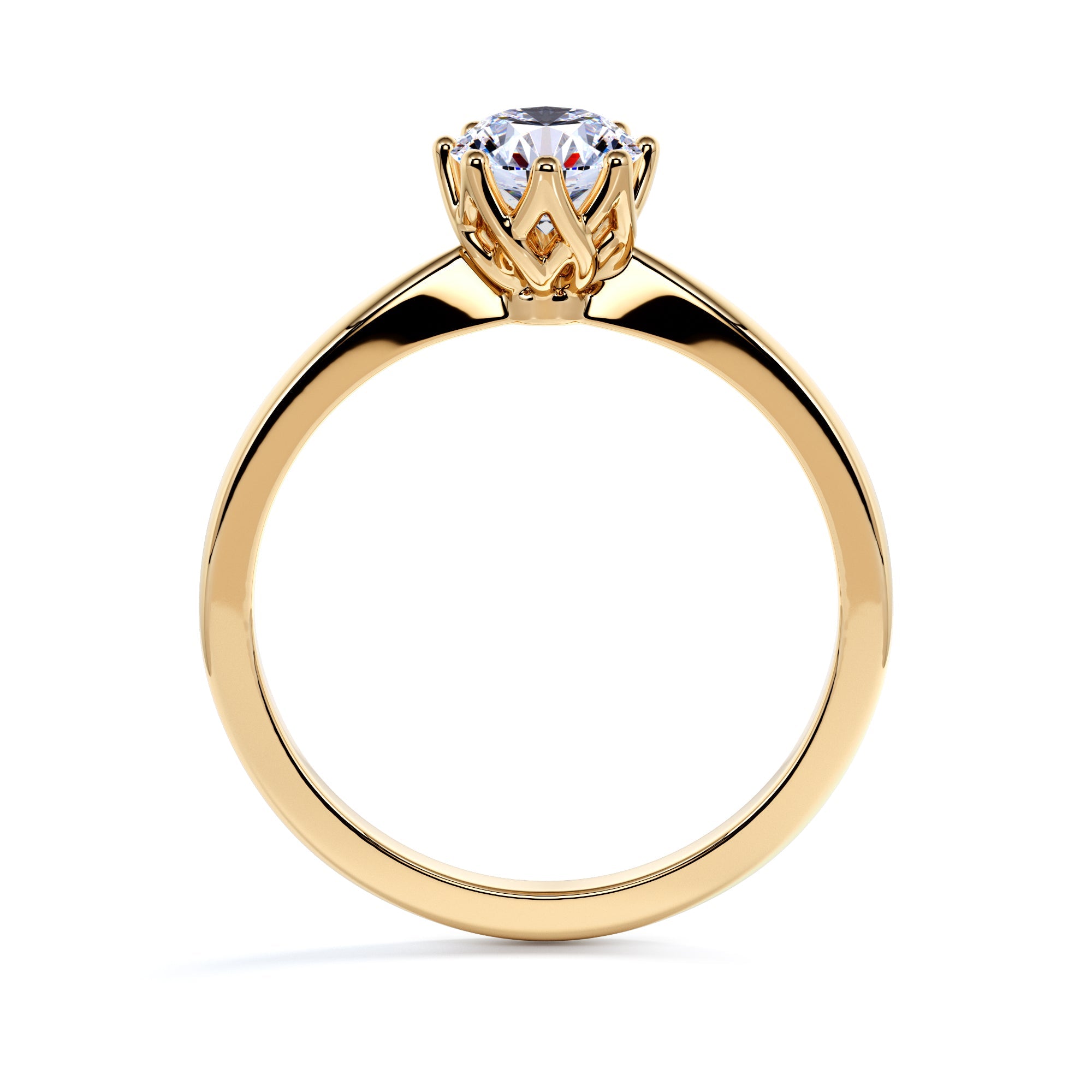 Solitaire Flower Natural Round  Diamond Engagement Ring
