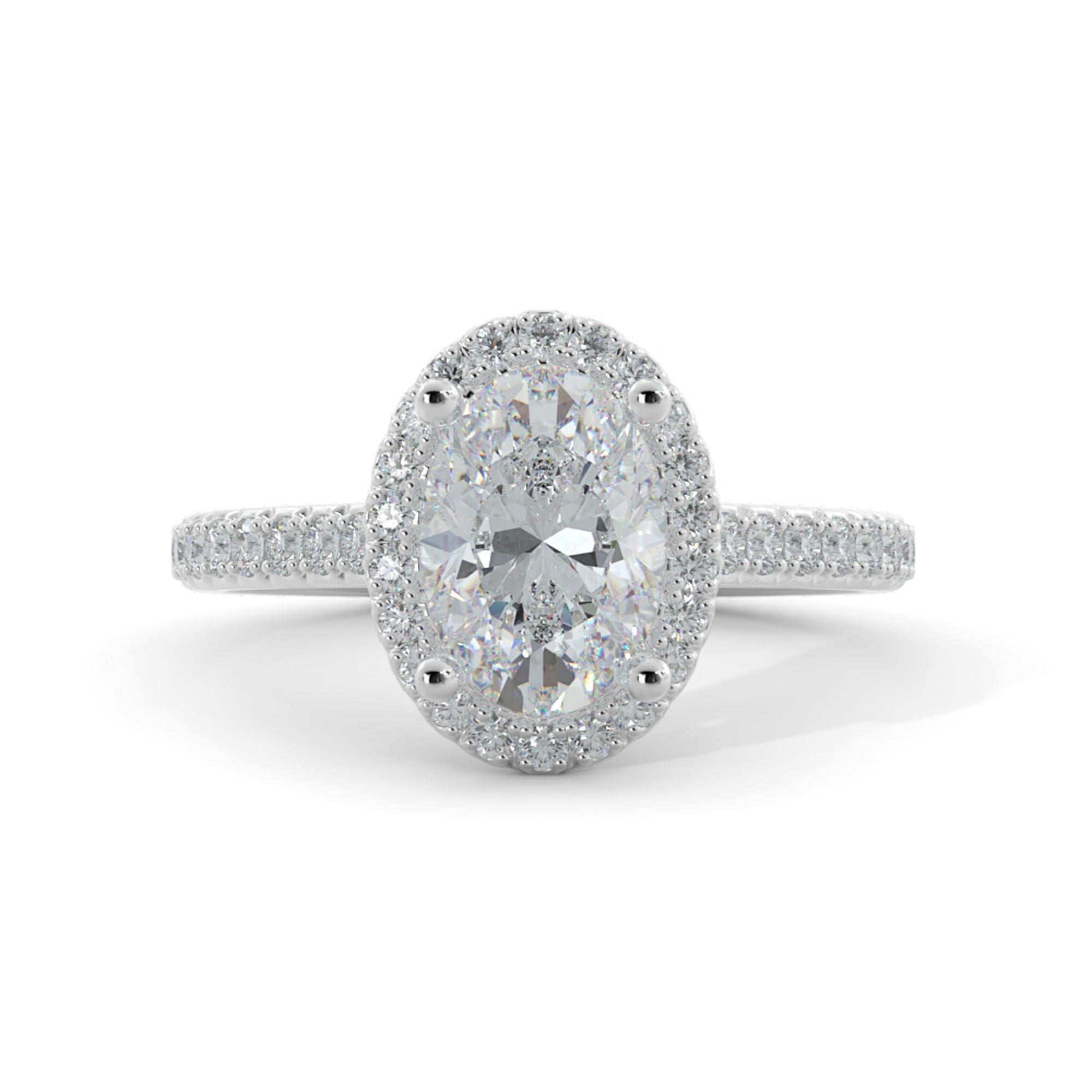 Classic Halo Natural Oval Cut Diamond Engagement Ring