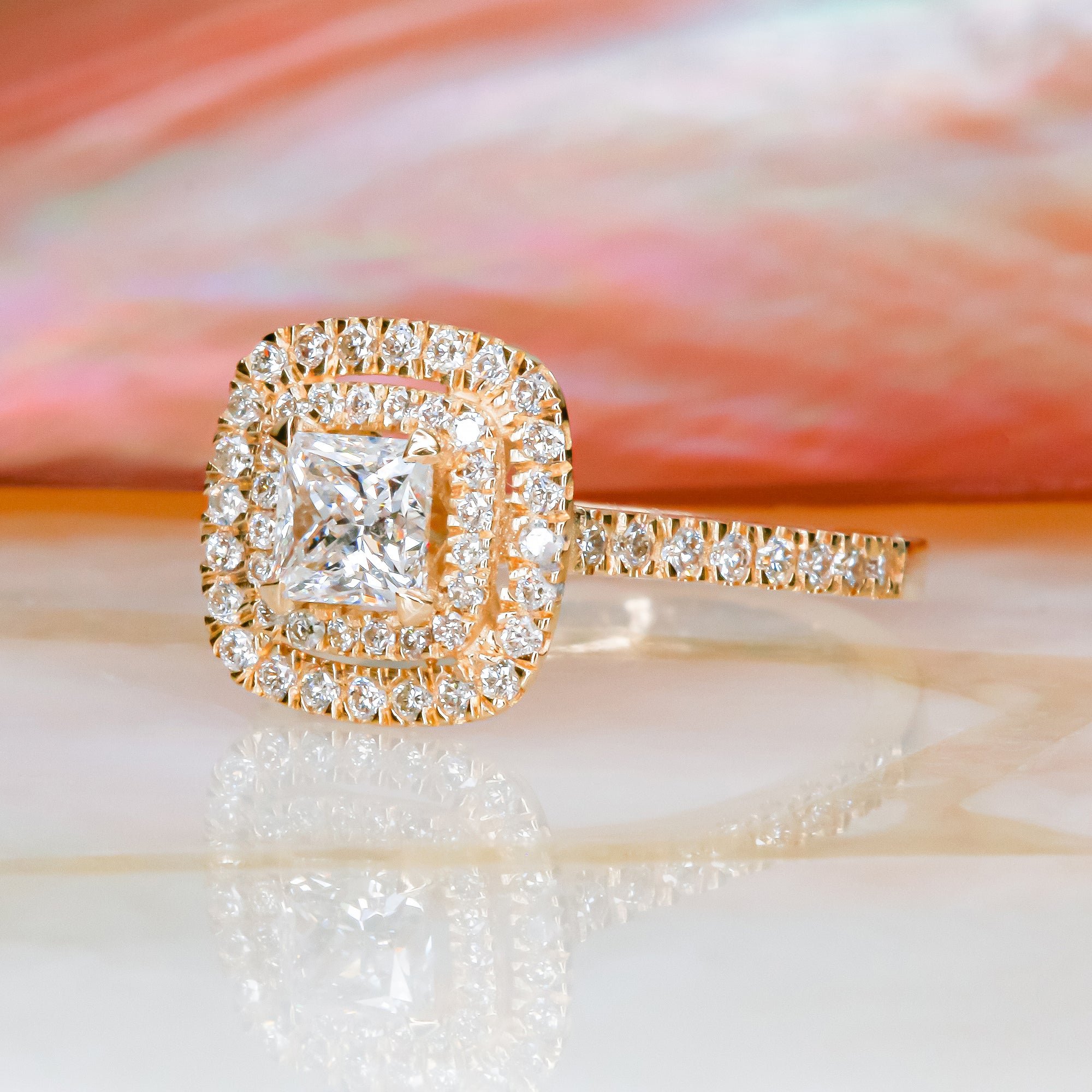 Accent Diamonds Natural Princess  Diamond Engagement Ring