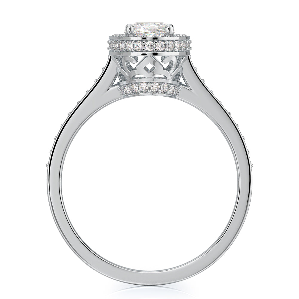 Vintage Channel Natural Oval  Diamond Engagement Ring