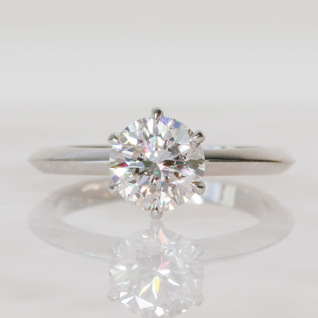 6 prongs Natural Round Diamond Engagement Ring