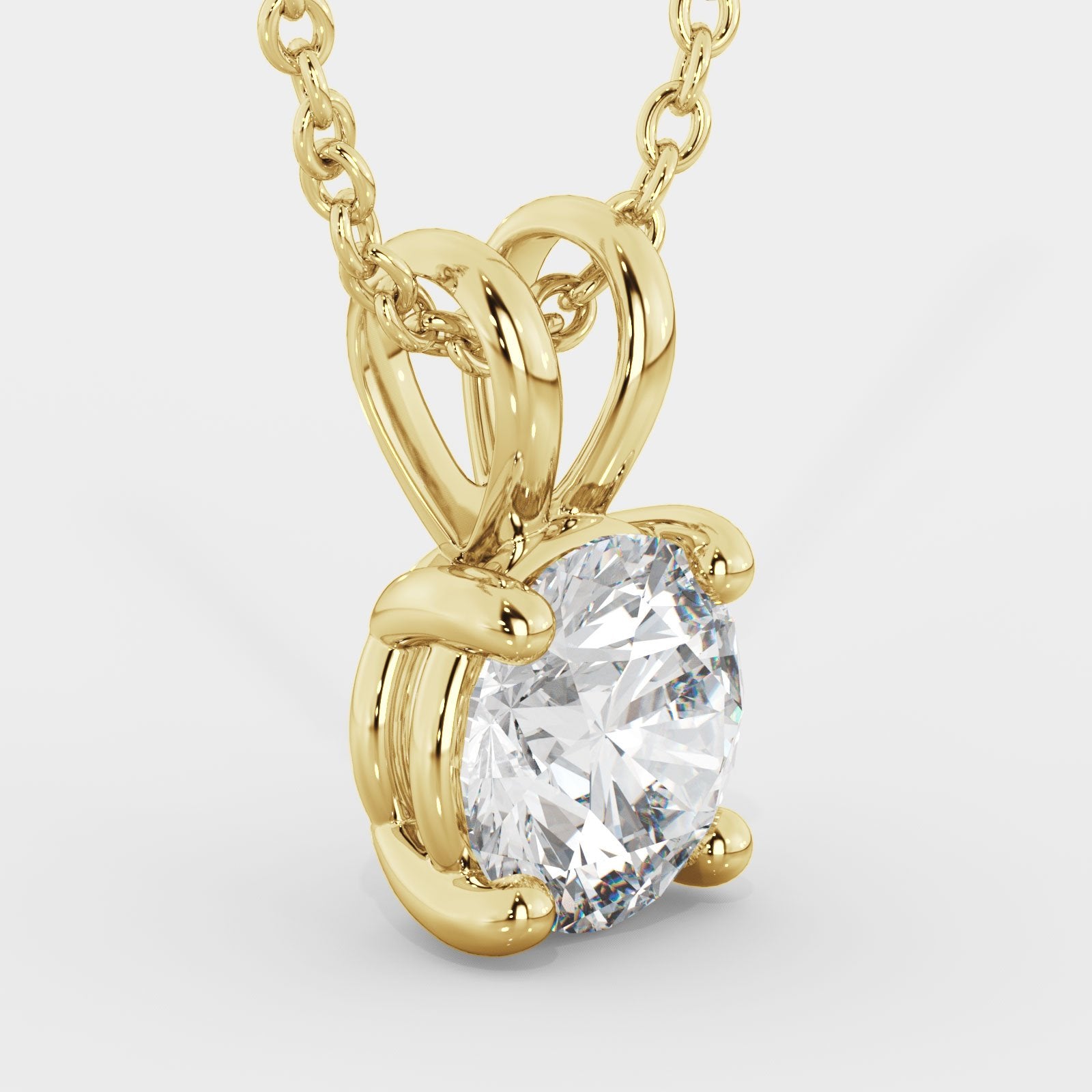 2 Carat Natural Diamond Solitaire Pendant with a Yellow Gold Necklace