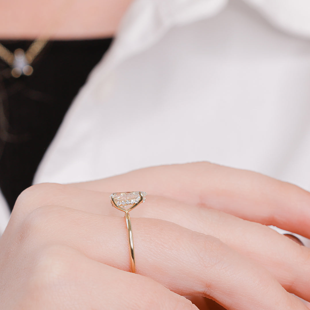 Hidden Halo Natural Pear Diamond Engagement Ring
