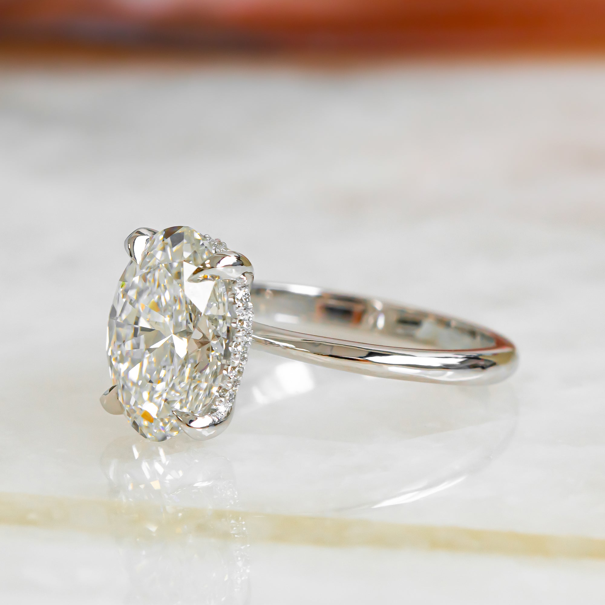 3 Carat Claw Prongs Natural Oval  Diamond Engagement Ring
