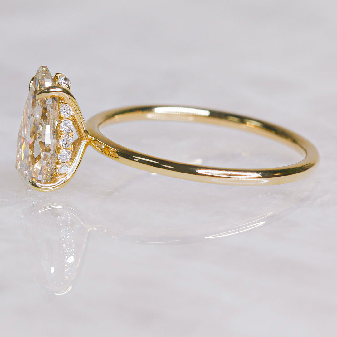 Hidden Halo Natural Pear Diamond Engagement Ring