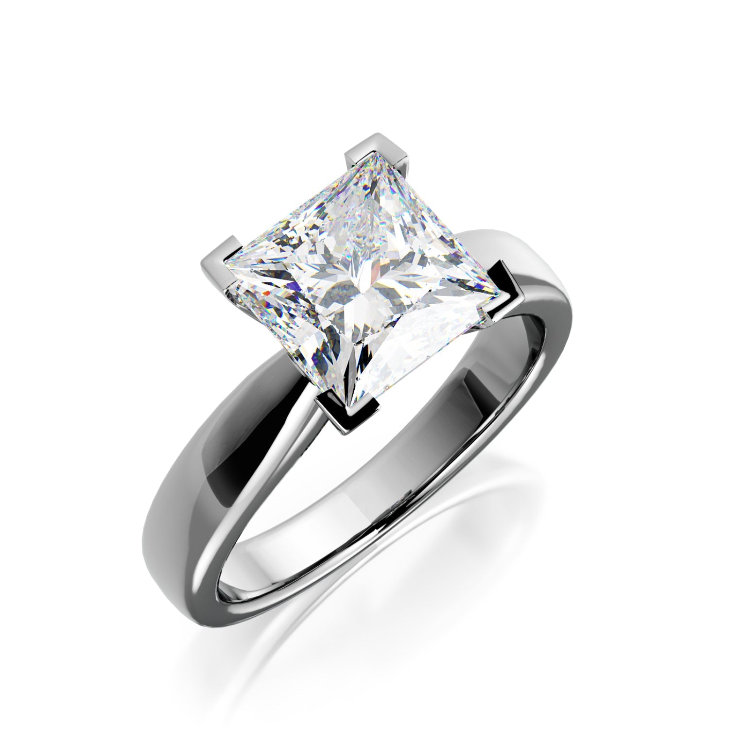 Natural Princess Solitaire Diamond Engagement Ring