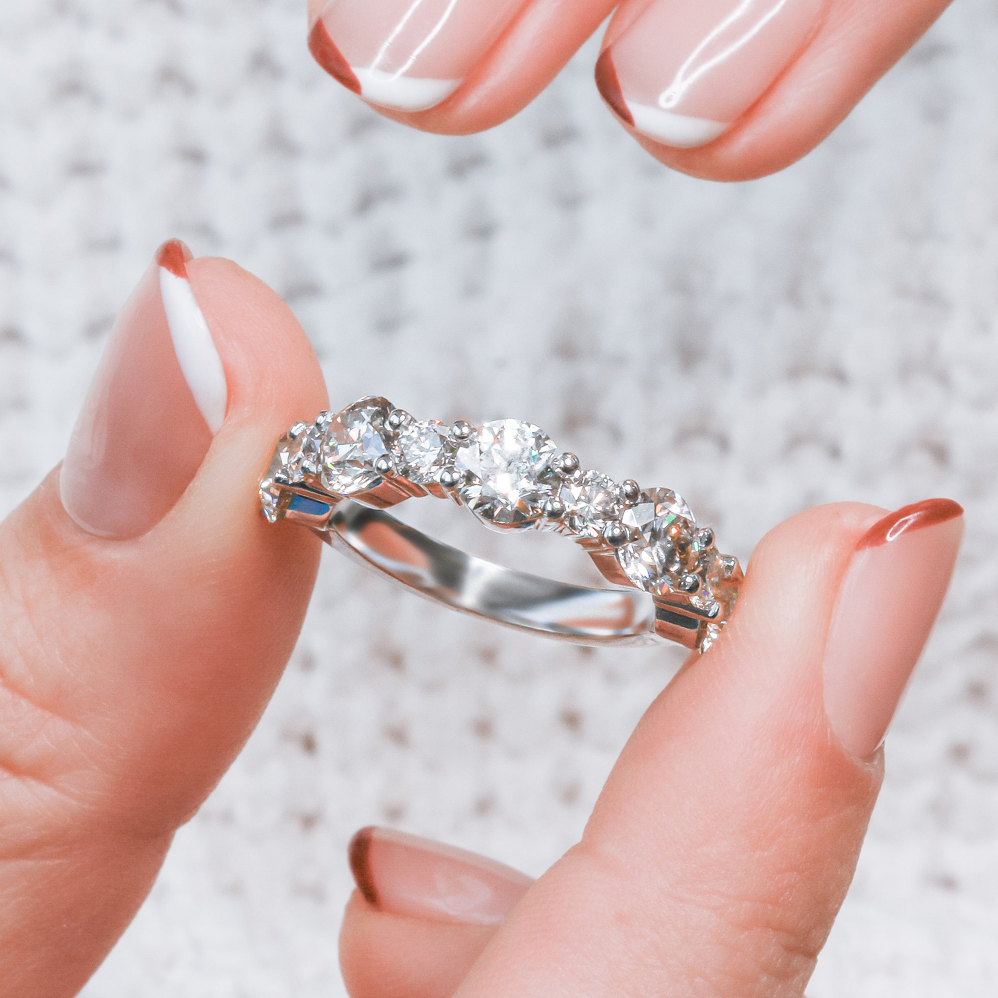 Half Eternity Natural Round cut Diamond Wedding Band