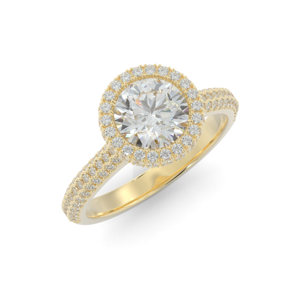 Firelight - 3-row band Natural Round Cut Diamond Engagement Ring