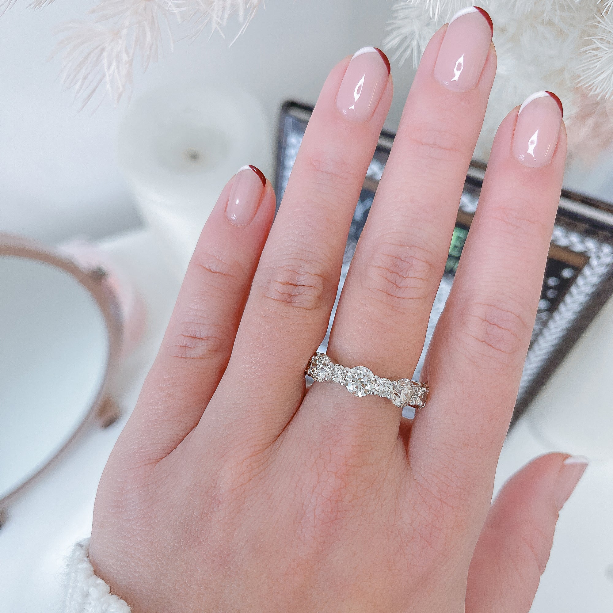 Half Eternity Natural Round cut Diamond Wedding Band