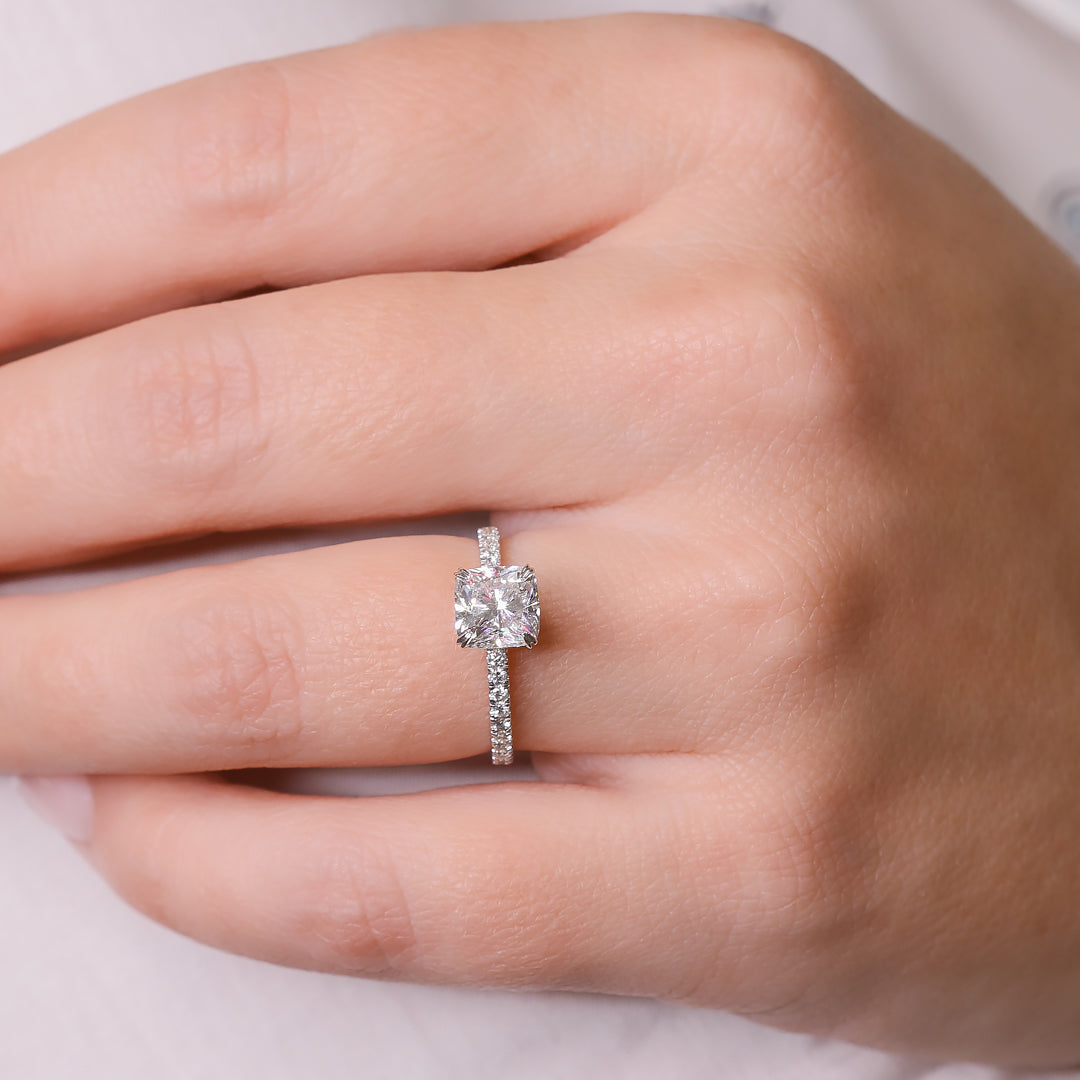 Accent Diamonds Natural Cushion Cut Diamond Engagement Ring