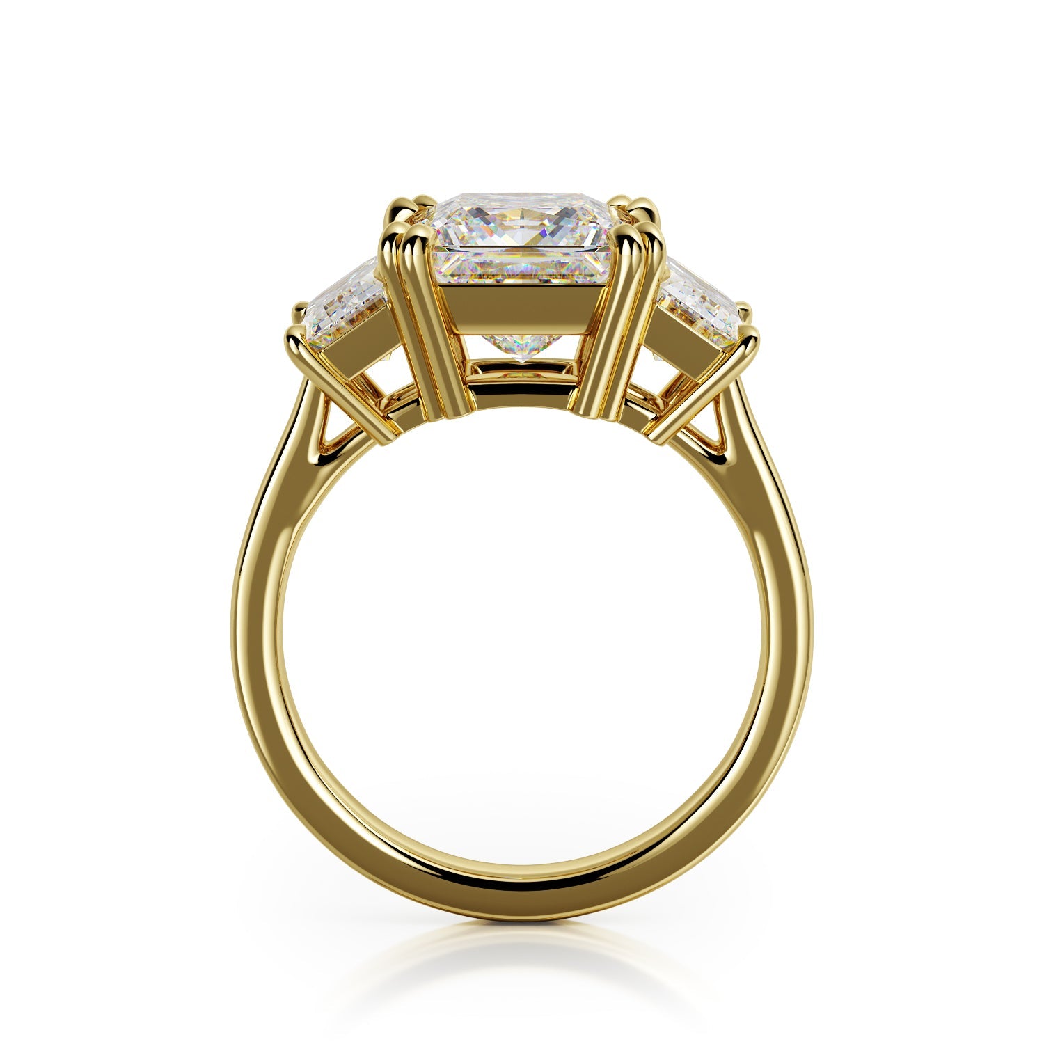 Plain Band Natural Princess Cut Diamond Engagement Ring