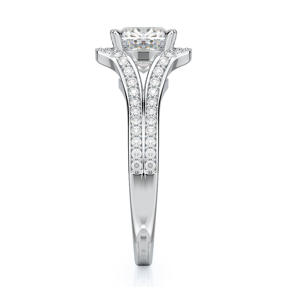 Vintage Channel Natural Cushion Cut Diamond Engagement Ring