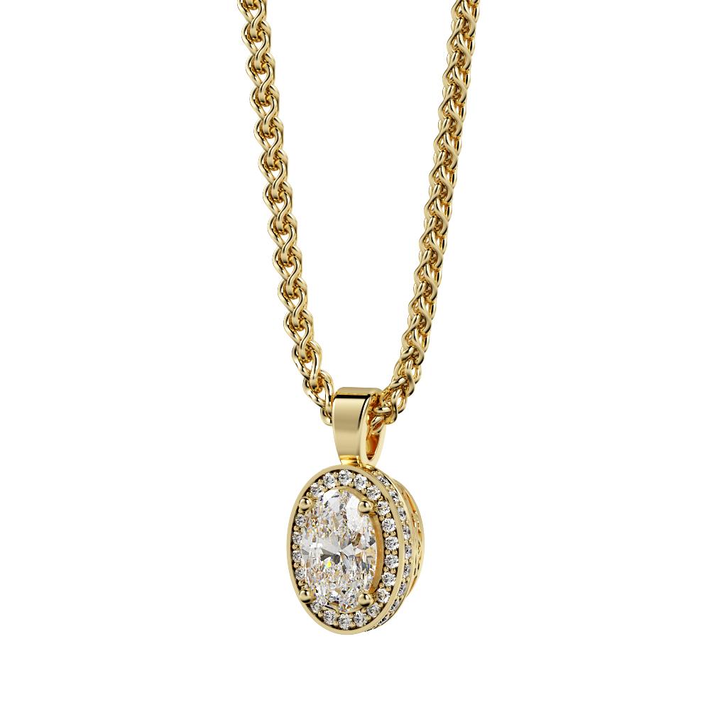 Noctilucent - Natural Diamond Double Halo Pendant with a Yellow Necklace