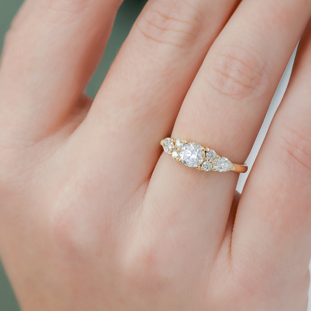Art Deco Natural Round  Diamond Engagement Ring