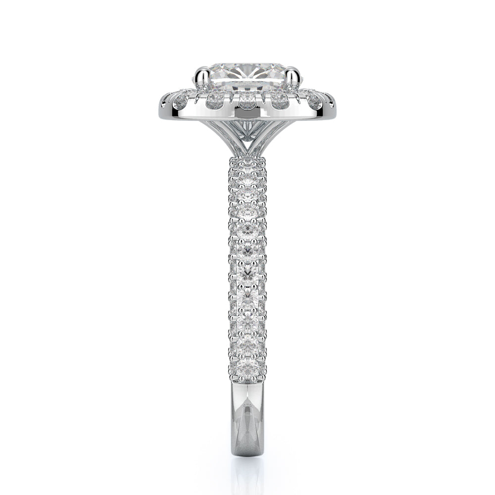3-Sided Halo Natural Cushion Cut Diamond Engagement Ring