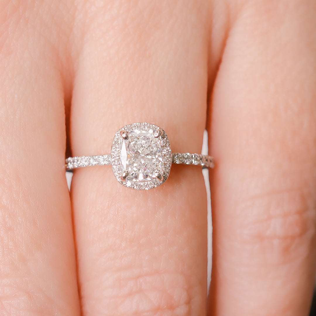 Accent Diamonds Natural Cushion Cut Diamond Engagement Ring