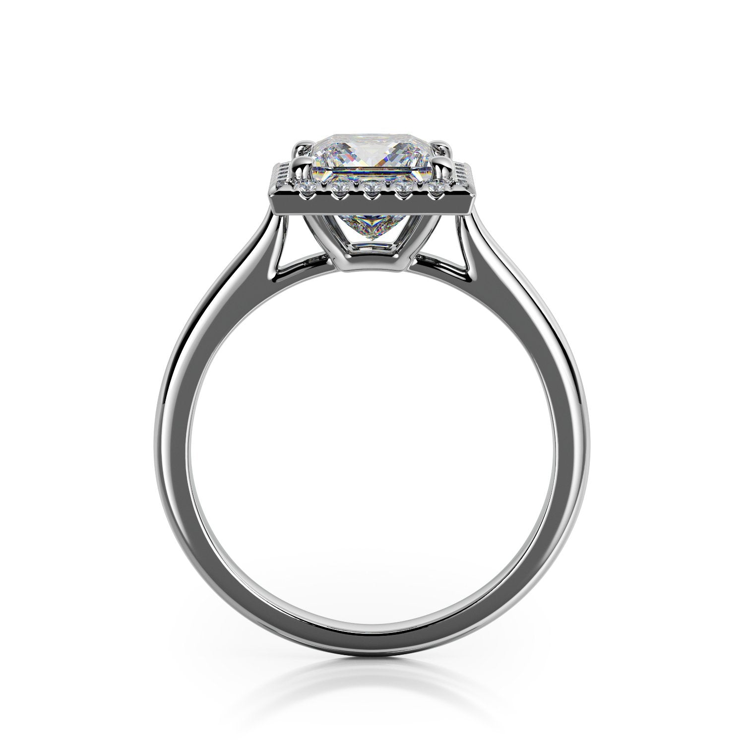 Halo Natural Princess Cut Diamond Engagement Ring